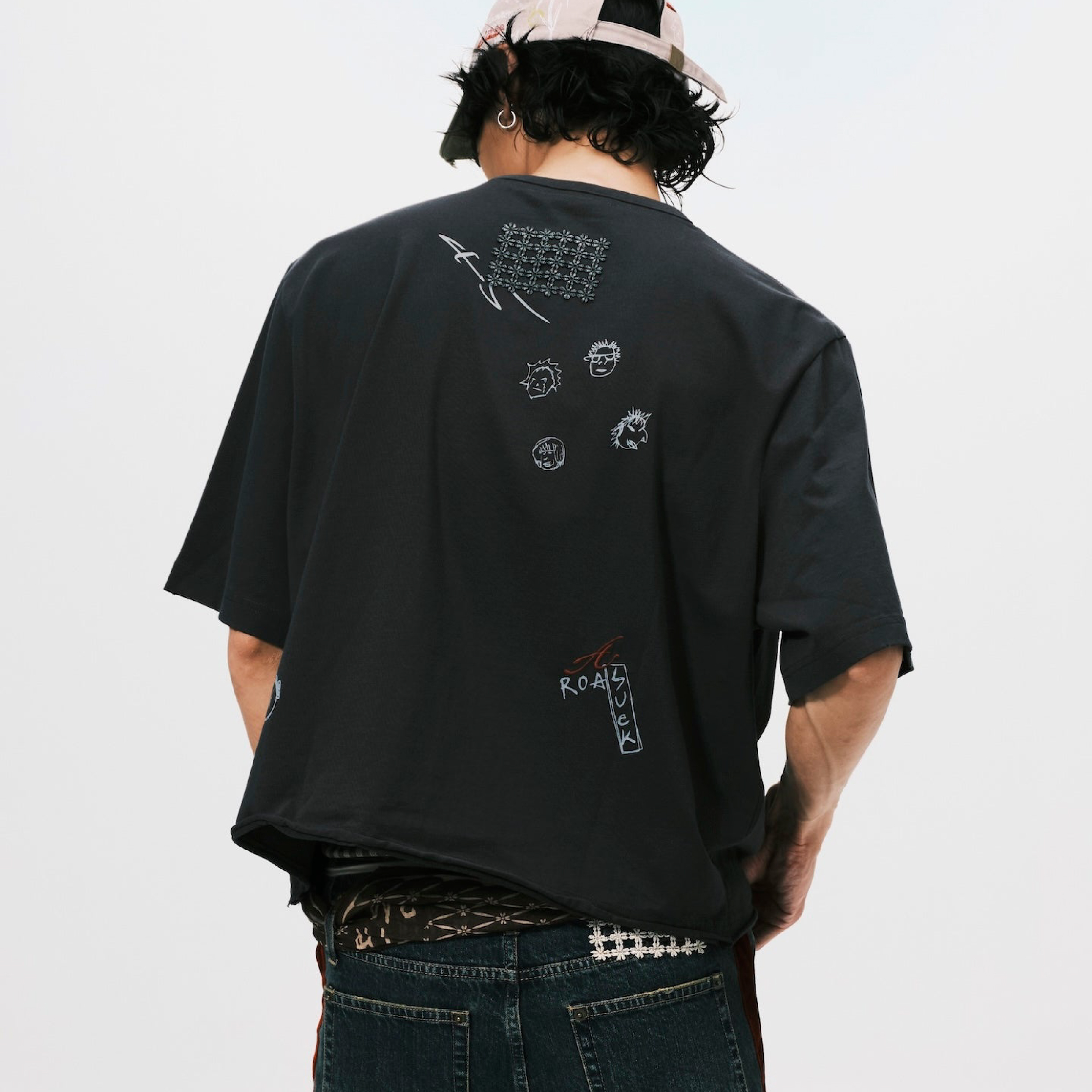 ANOWHEREMAN Washed Sketch Cropped Tee