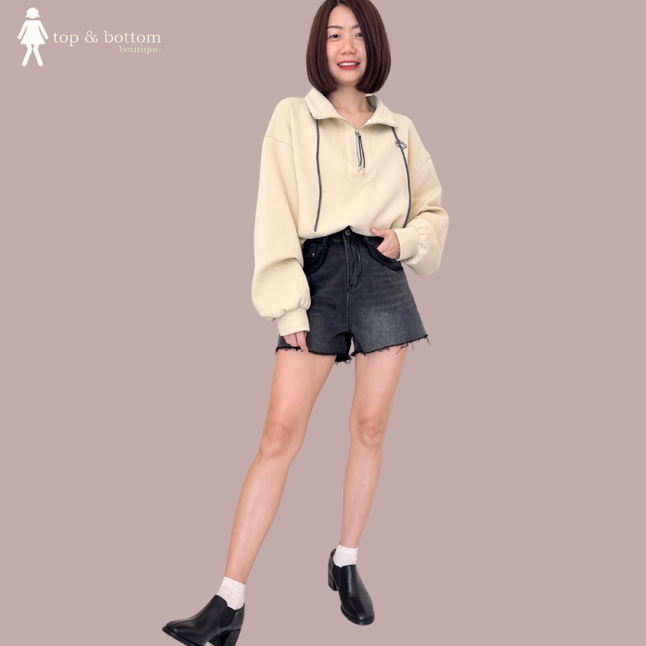 FURRY DENIM SHORTS