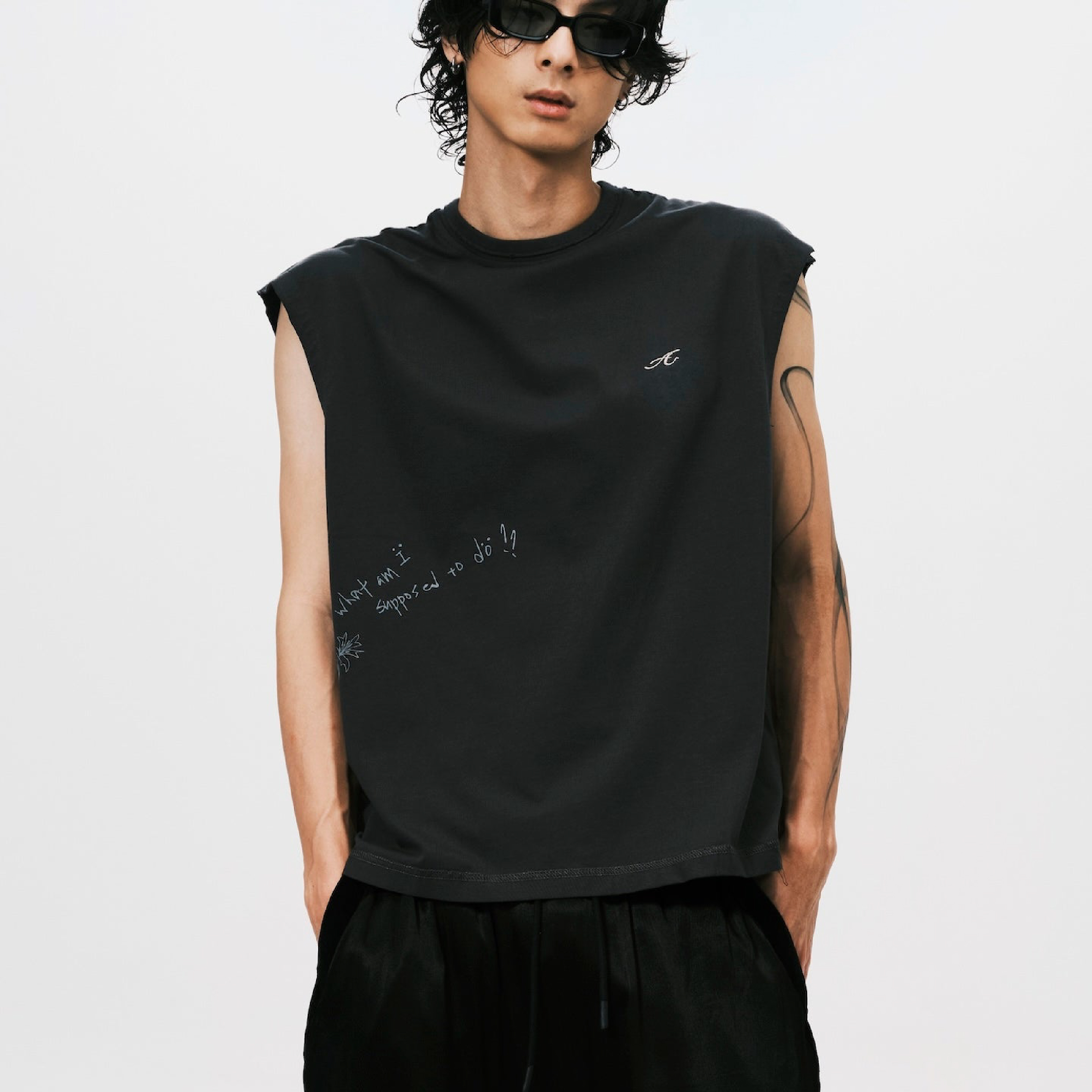 ANOWHEREMAN "A" Basic Sleevless Top - Grey