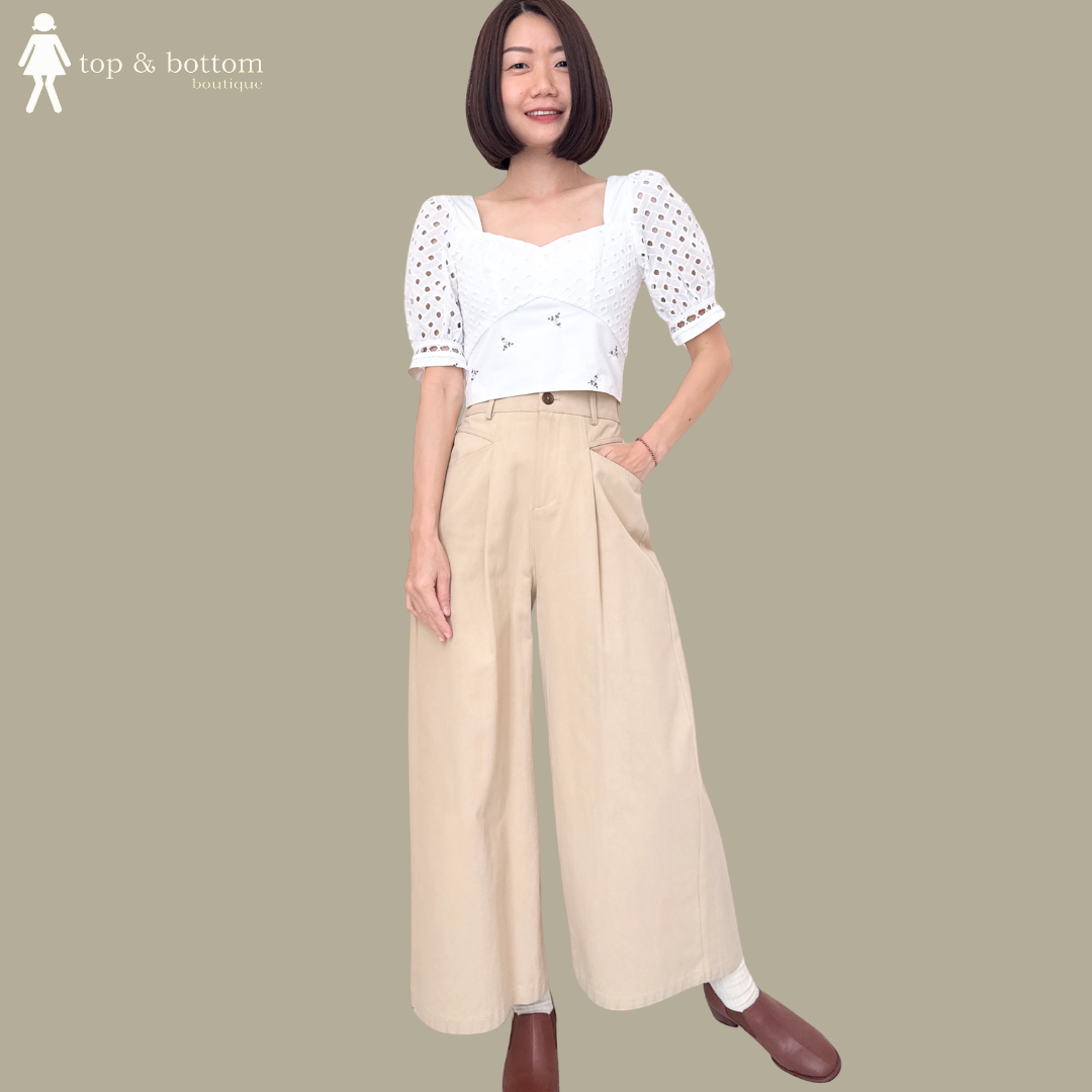 COTTON LACE EMBROIDERY CROP TOP