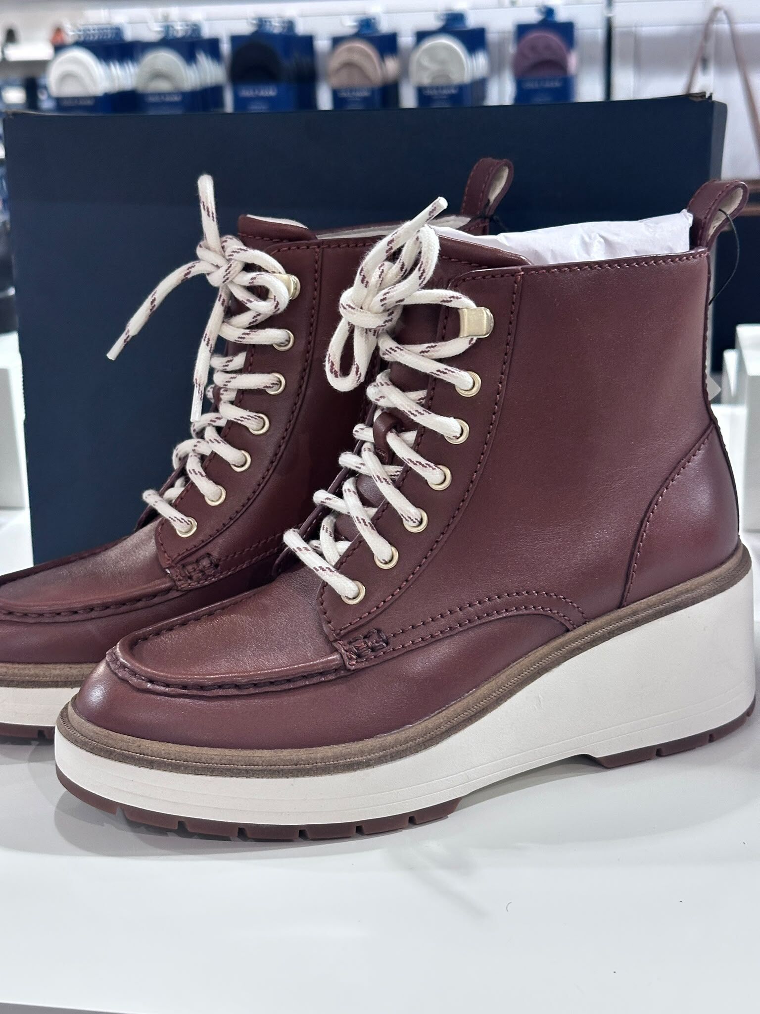 UN25 Cole Haan 女裝 啡色防水綁帶短靴 ZERØGRAND City Waterproof Wedge Boots