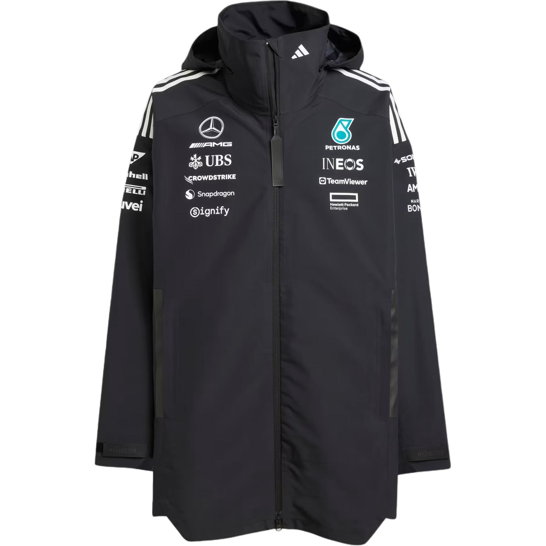 【代購】Adidas x MERCEDES AMG PETRONAS F1 TEAMMYSHELTER Motorsport Jacket Men's Black/White JZ7401