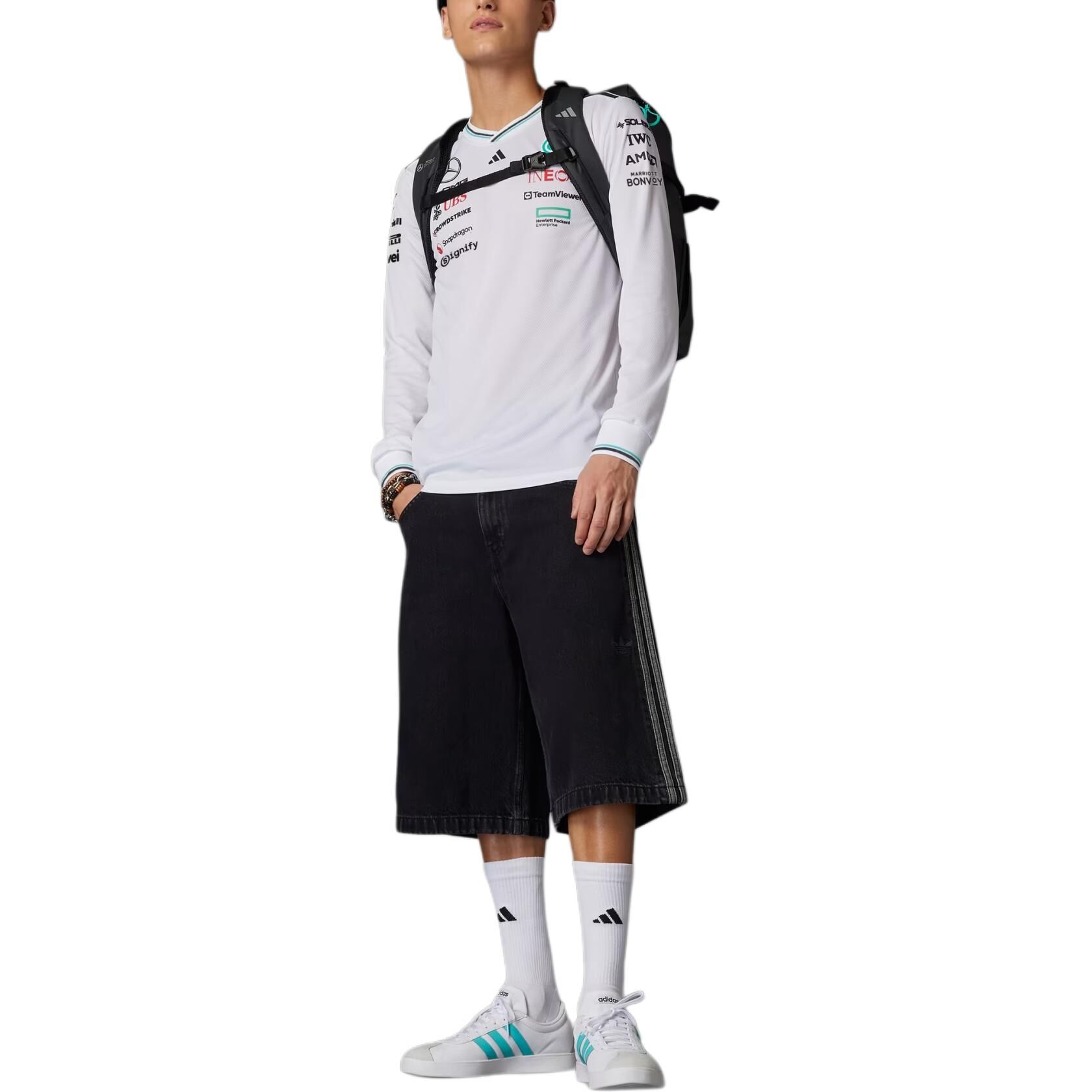 【代購】Adidas x MERCEDES AMG PETRONAS F1 TEAM T Shirt Men's White/Black JX5797
