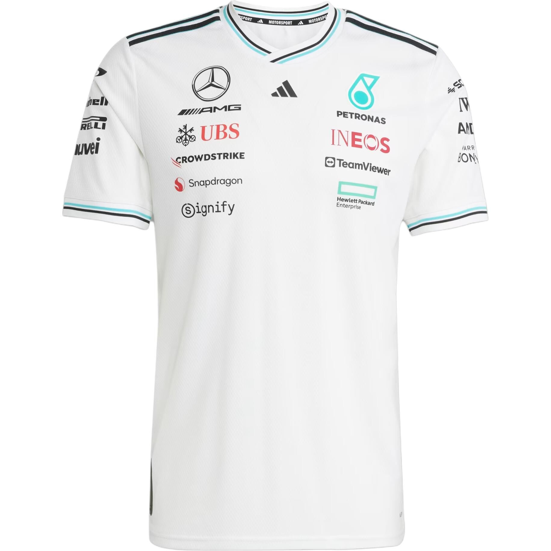 【代購】Adidas x MERCEDES AMG PETRONAS F1 TEAM DRIVER JERSEY AUTHENTIC T Shirt Men's White/Black JX5795