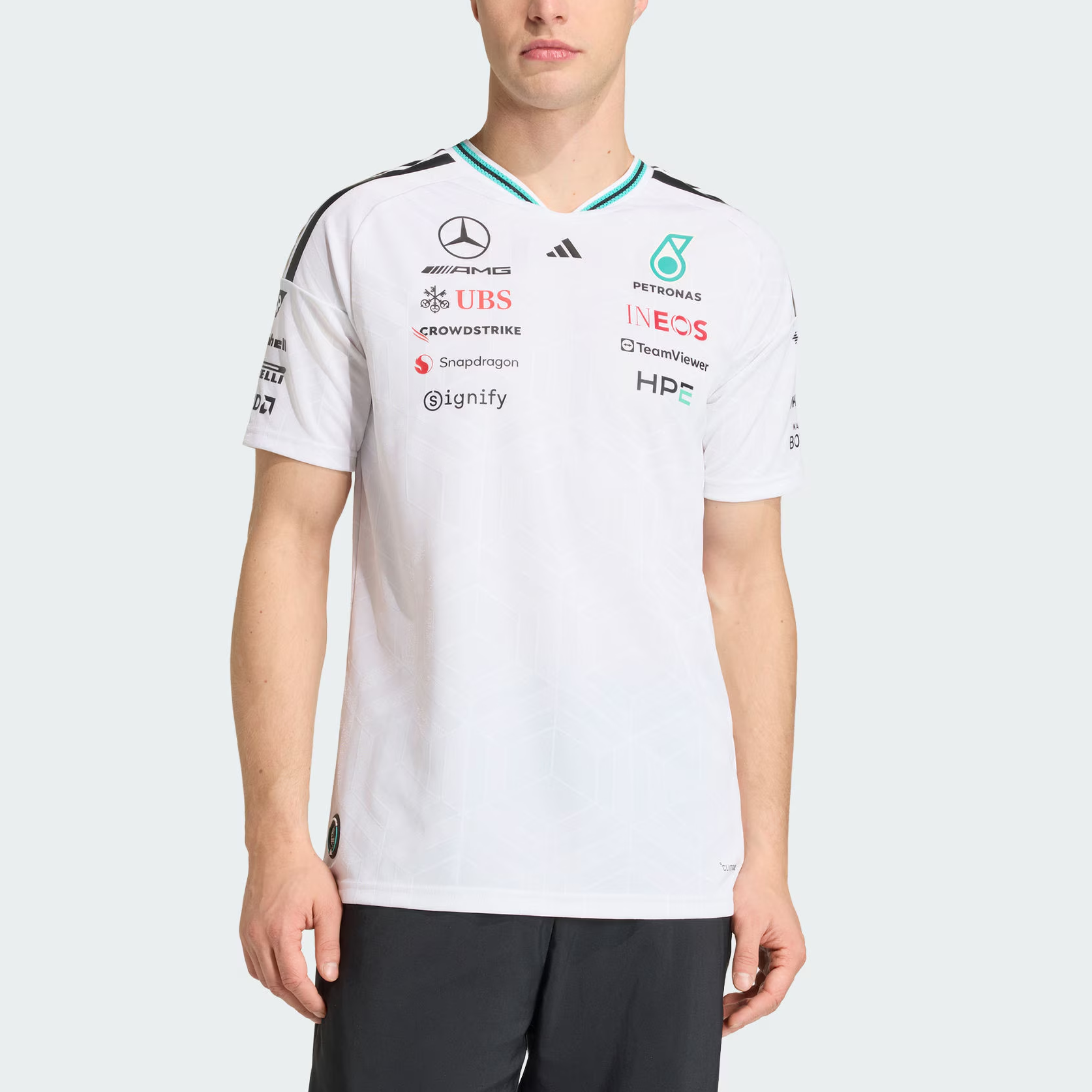 【代購】Adidas MERCEDES AMG PETRONAS FORMULA 1 TEAM JERSEY AUTHENTIC Quick Dry T Shirts Men's KE5324