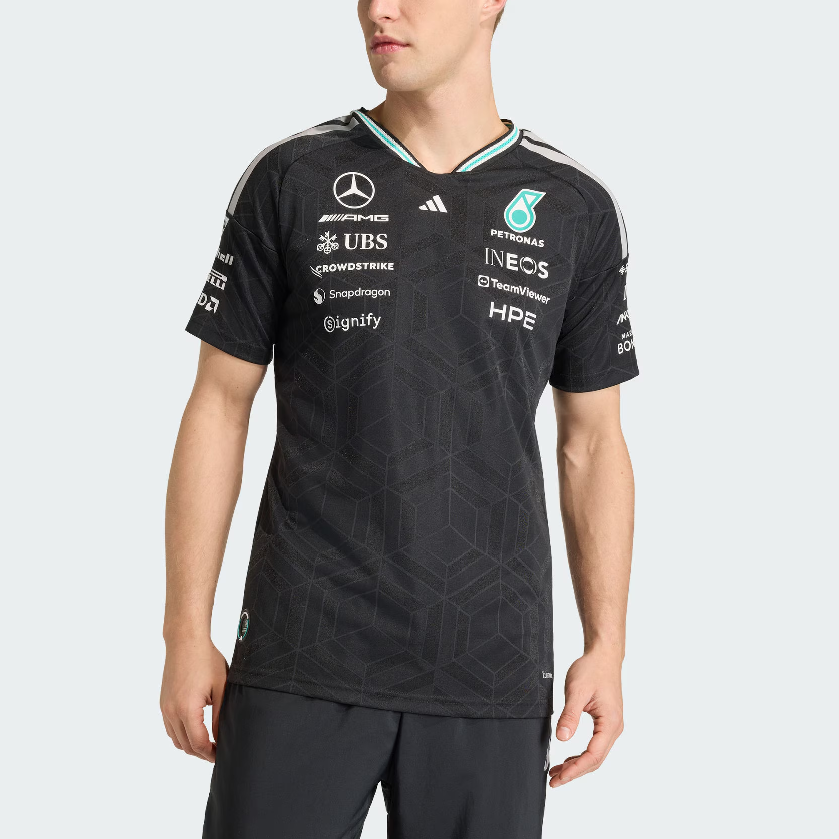 【代購】Adidas MERCEDES AMG PETRONAS FORMULA 1 TEAM JERSEY AUTHENTIC Quick Dry T Shirts Men's KE5325