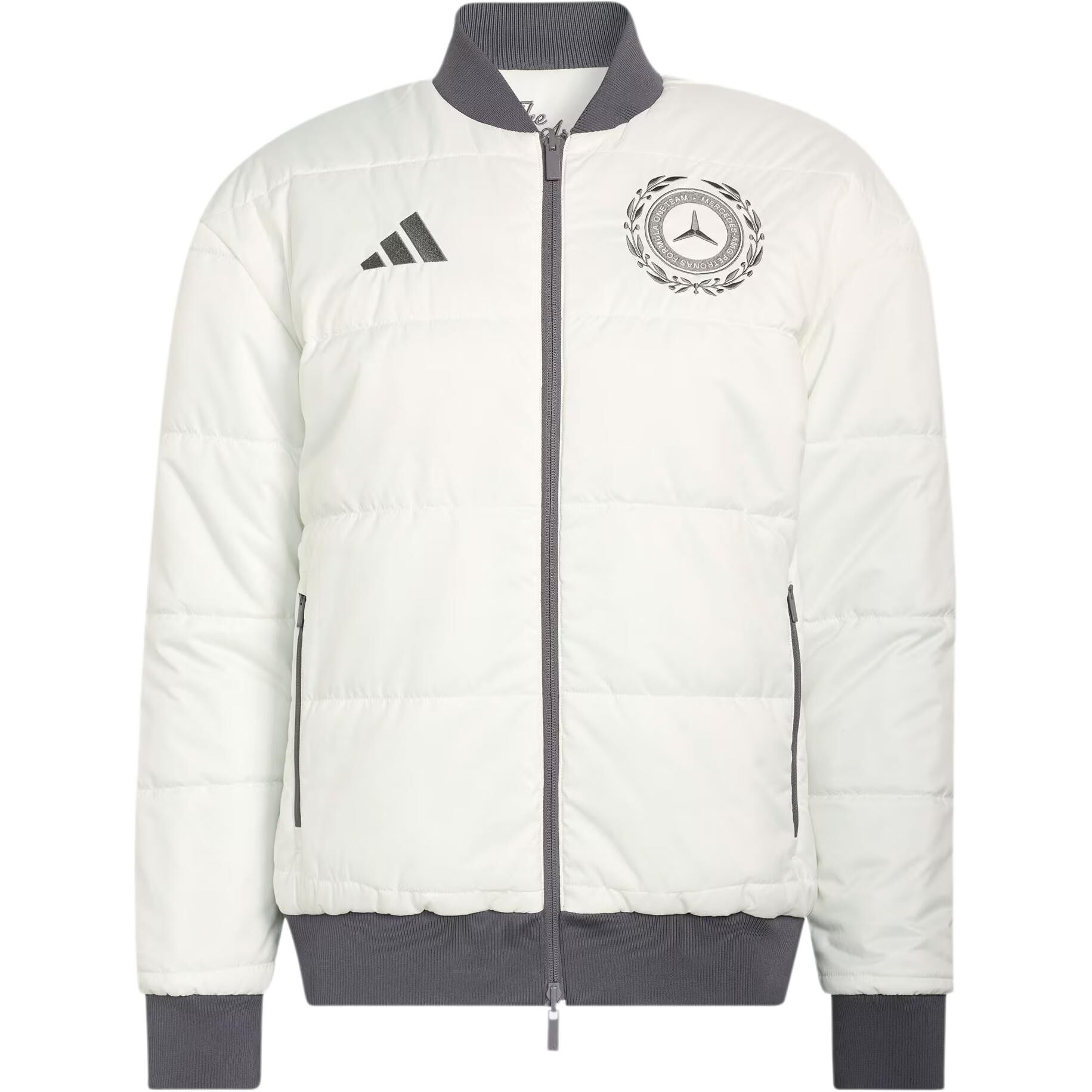 【代購】Adidas MERCEDES AMG FORMULA 1 TEAM SILVER Puffer Jacket Men's KR3572