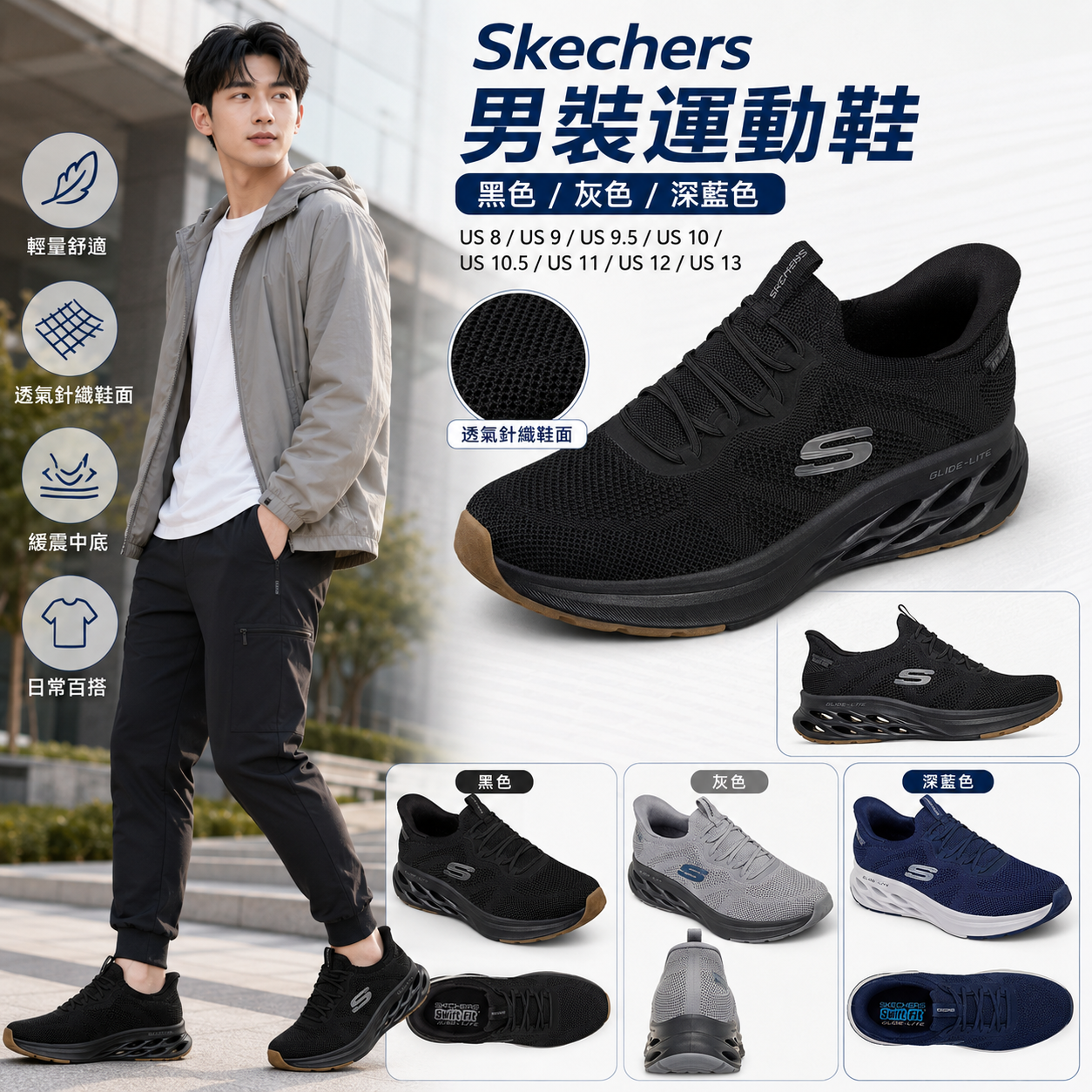 【預購】Skechers H072526 男裝休閒波鞋