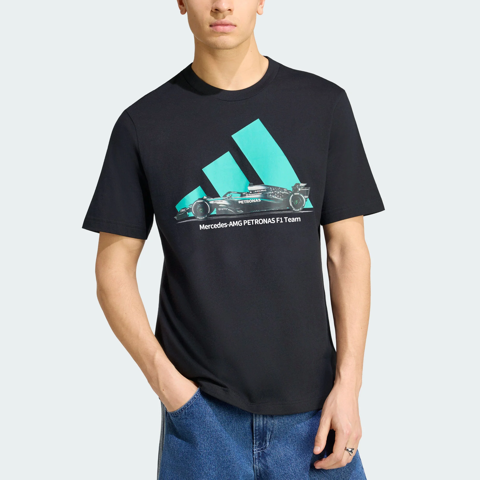 【代購】Adidas x MERCEDES AMG PETRONAS FORMULA 1 TEAM Racing T Shirt Men's KU9748