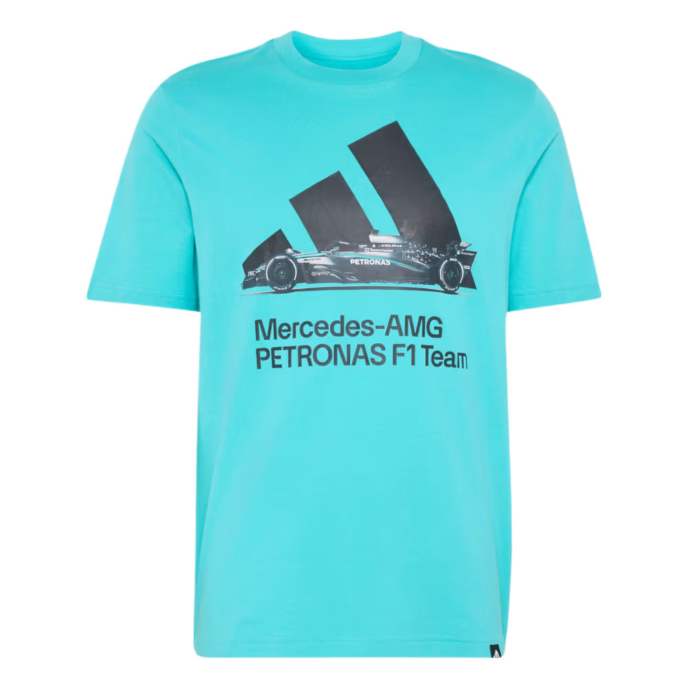 【代購】Adidas MERCEDES AMG T Shirts Men's Half Mint/Black Crew Neck Moderate KU9747