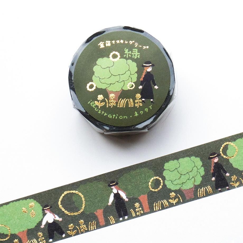 表現社／燙金紙膠帶／「Necktie」綠