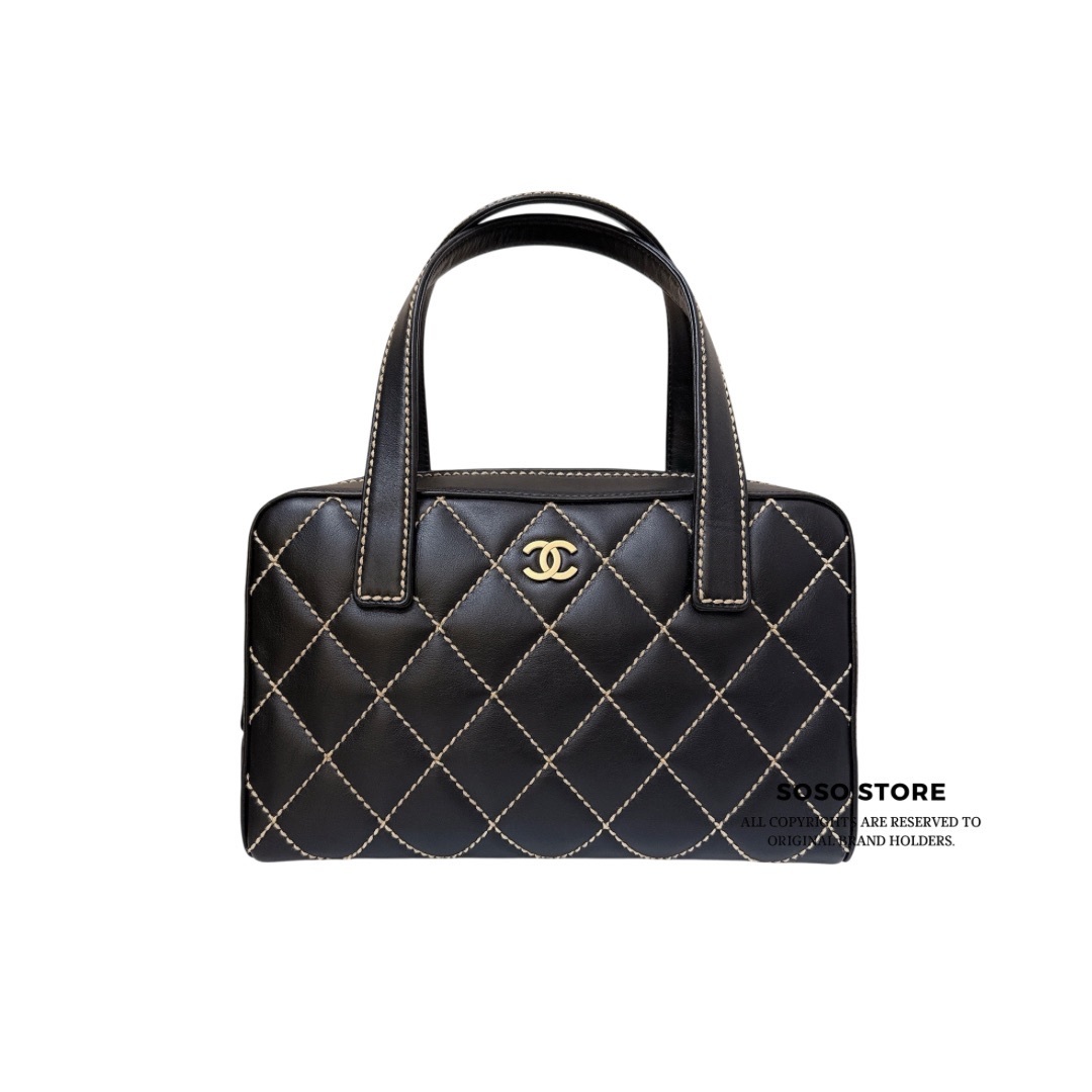 Chanel Vintage Wild Stitch Bowling Bag - Black / GHW