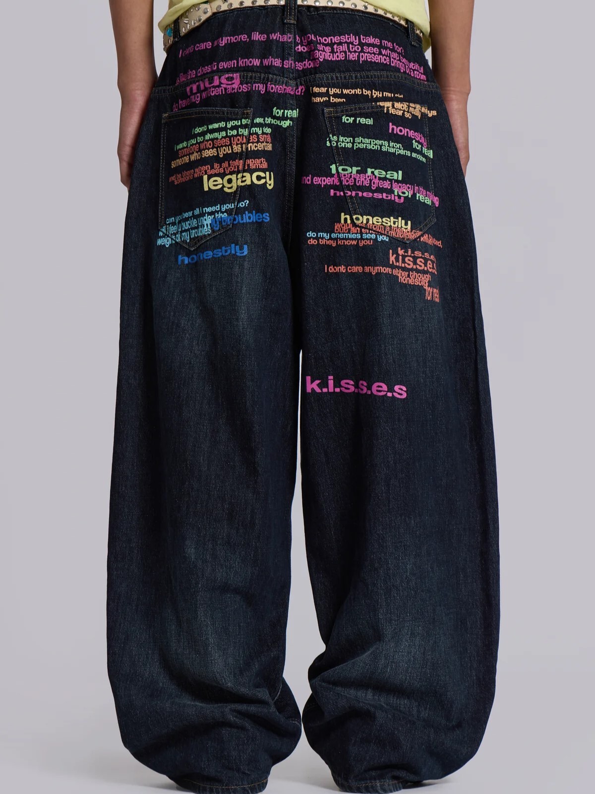 JADED LONDON 多色字體標語 巨型闊腿牛仔褲 2013 Indigo XL Colossus Jeans JMJE5755