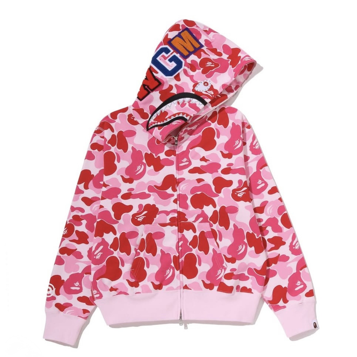 -(B2d03)-A BATHING APE BAPE  ABC CAMO CRYSTAL STONE SHARK FULL ZIP HOODIE 迷彩 水鑽 鯊魚外套 藍色/粉色/綠色-1M80215301
