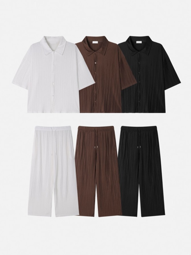 Crepe Pleated Collar Set