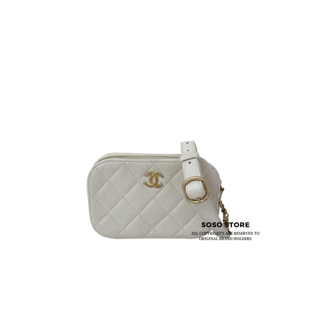Chanel Waist Belt Camera Bag - White / GHW