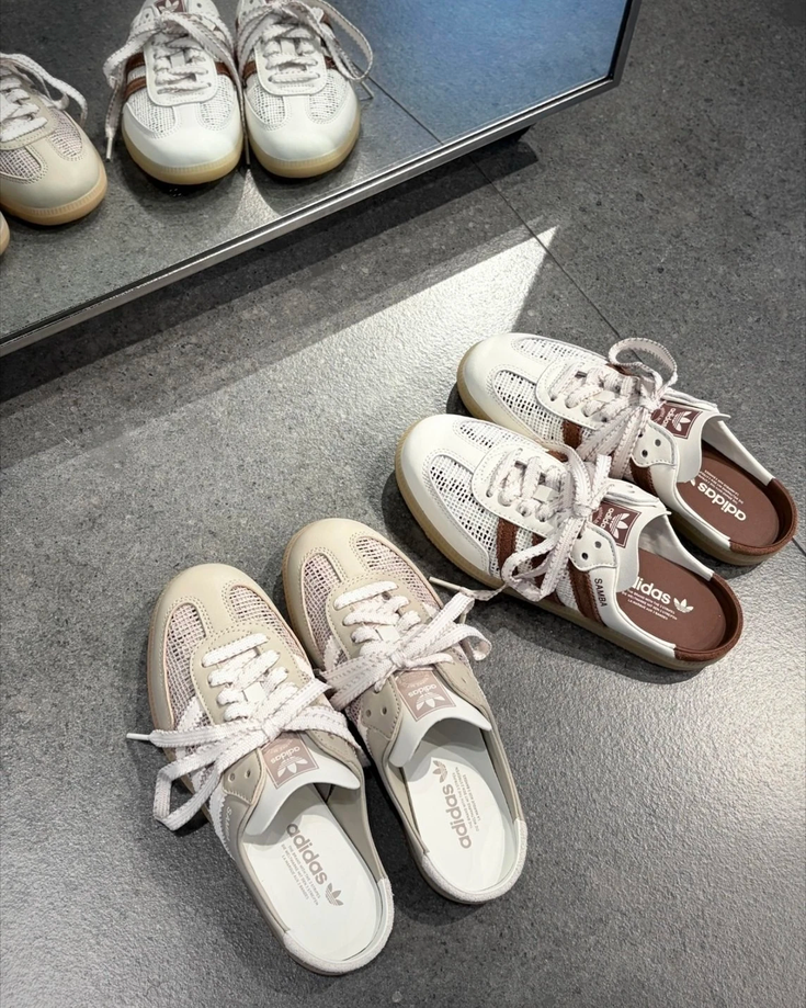 【預訂】ADIDAS SAMBA MULE OG 白暗紅棕 編織 穆勒鞋-WOMEN
