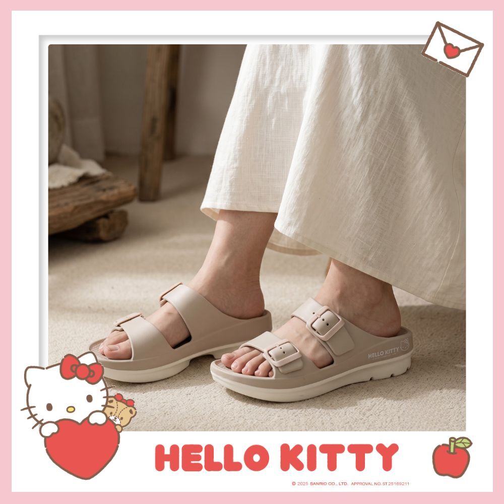 25078 Sanrio Hello Kitty 可調整輕量 涼鞋 奶茶色 #TW-AS25-925005