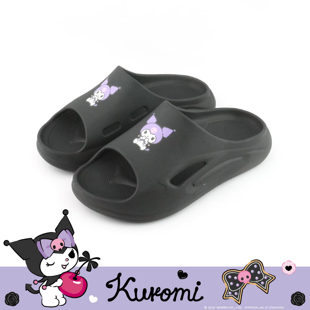 26142 Sanrio Kuromi 超輕量 厚底輕量 拖鞋 黑色 #TW-AS26-926003