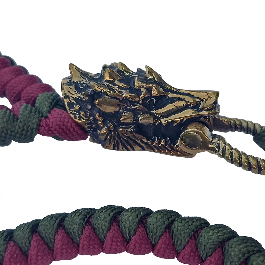 Panda Mouthtip Rose Gold “Fortune Dragon" - "Neck” - Dark Green + Burgundy