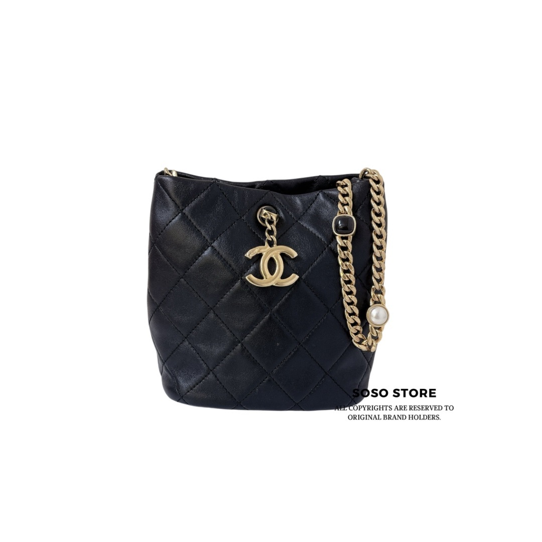 Chanel Lock My Treasures Bucket Bag - Black / GHW