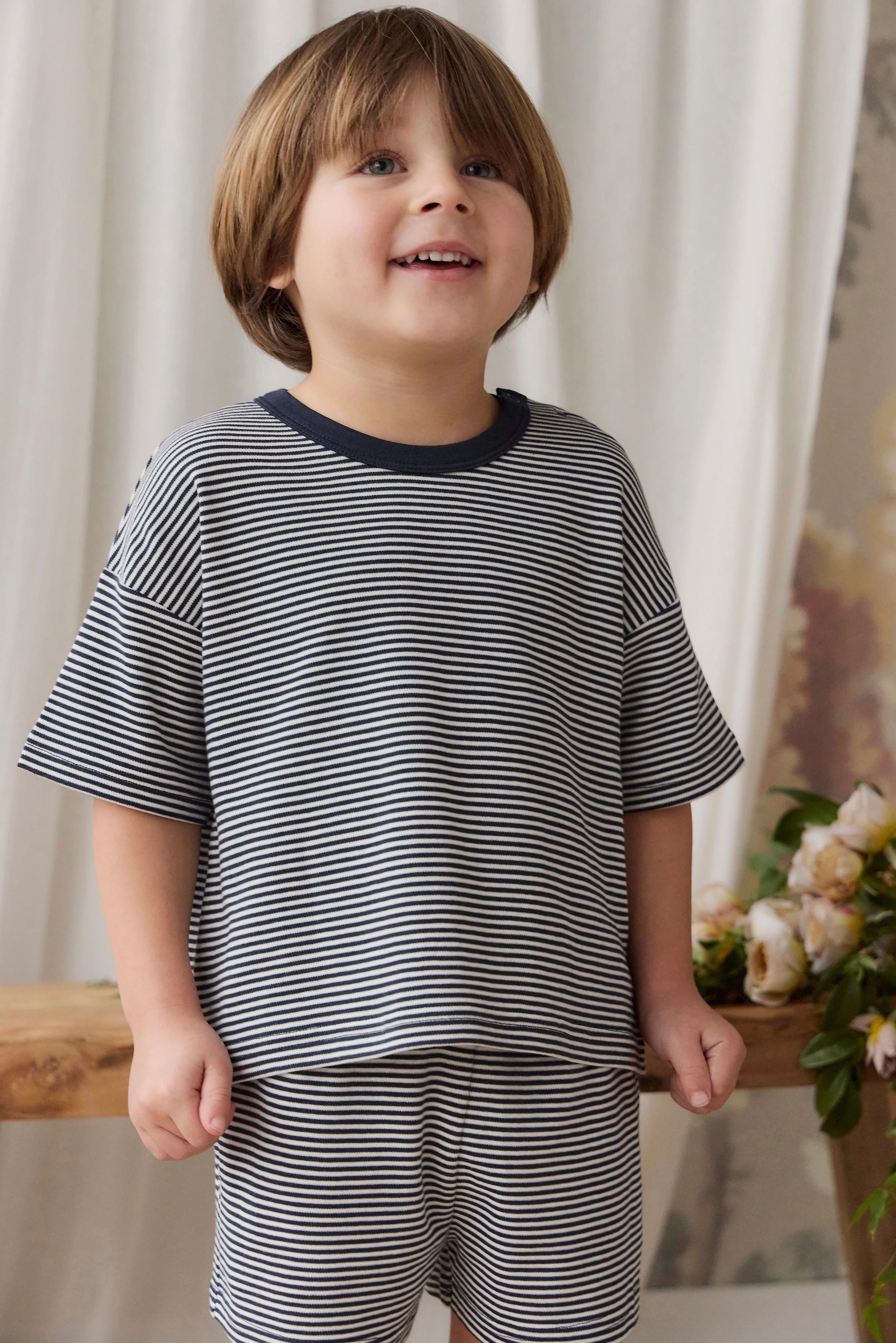 【預購】JAMIE KAY - Pima Cotton Edward Short（Petite Stripe Cloud/Maritime）