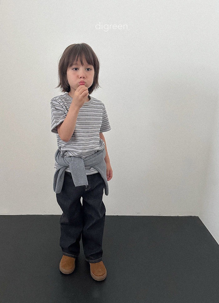正韓秋Digreenkids 兩色條紋秋天短袖上衣
