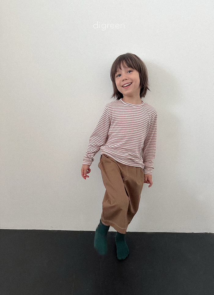 正韓秋Digreenkids 四色條紋日常舒服感上衣