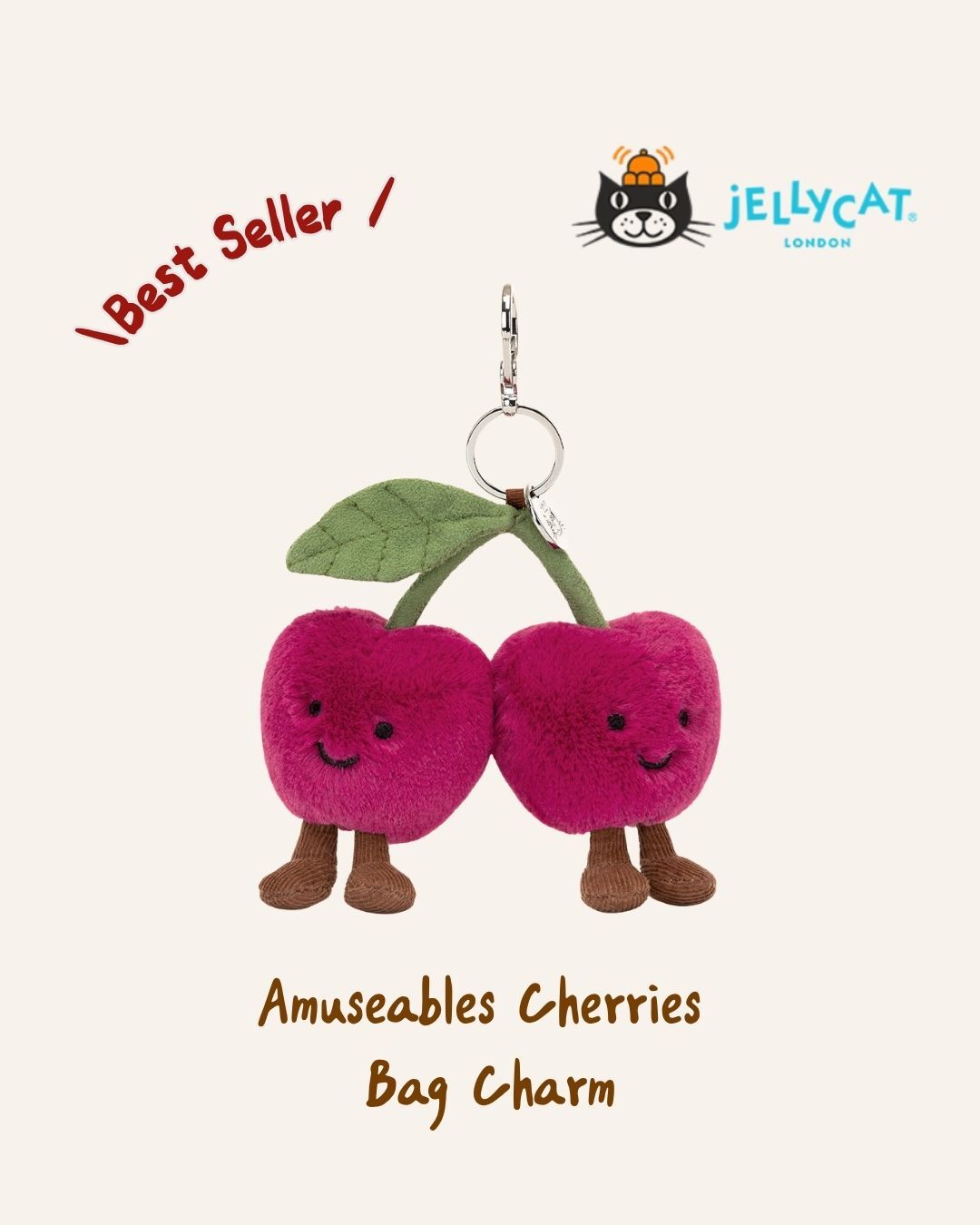 Jellycat Cherries櫻桃 鑰匙圈吊飾