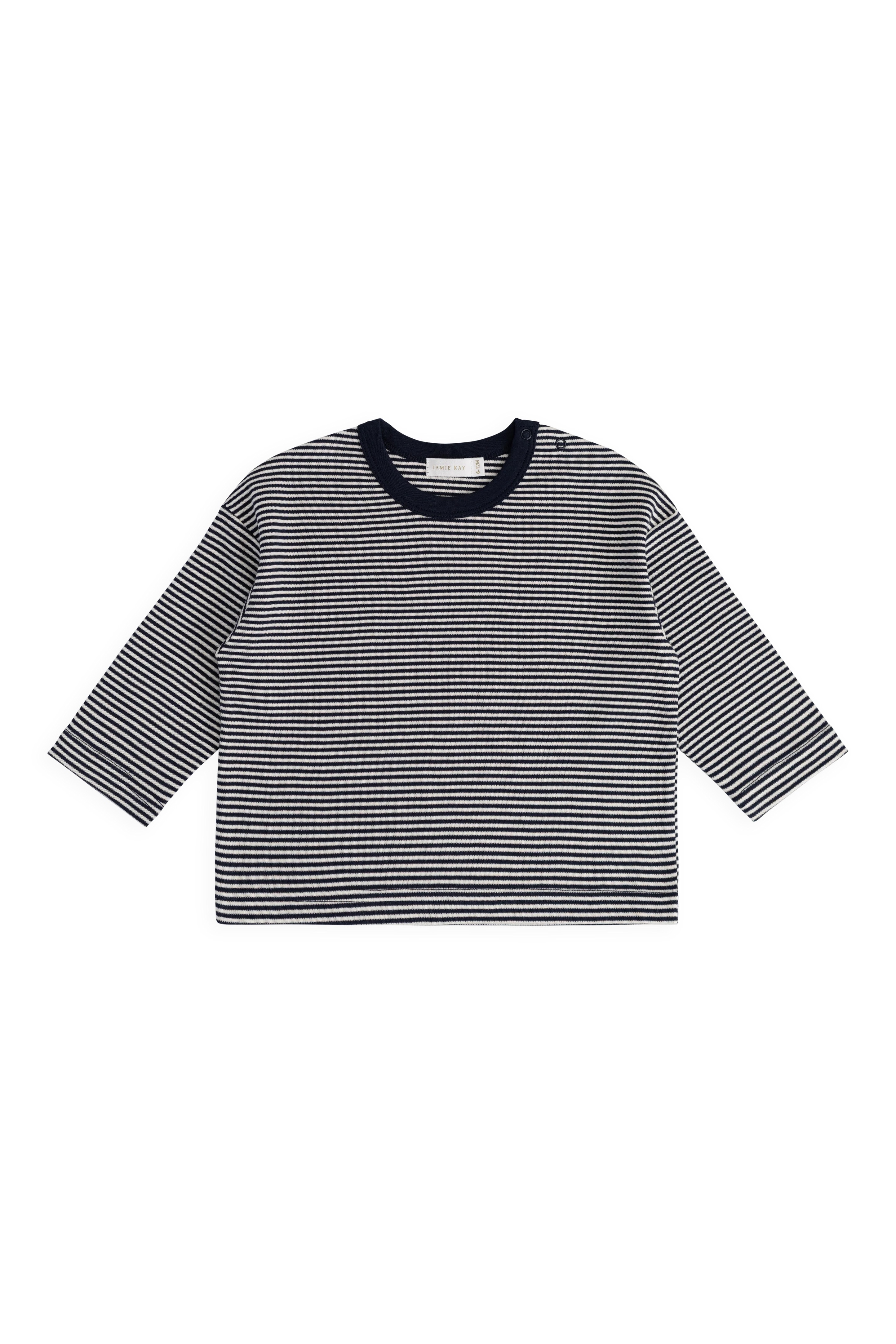 【預購】JAMIE KAY - Pima Cotton Edward Long Sleeve Top（Petite Stripe Cloud/Maritime）