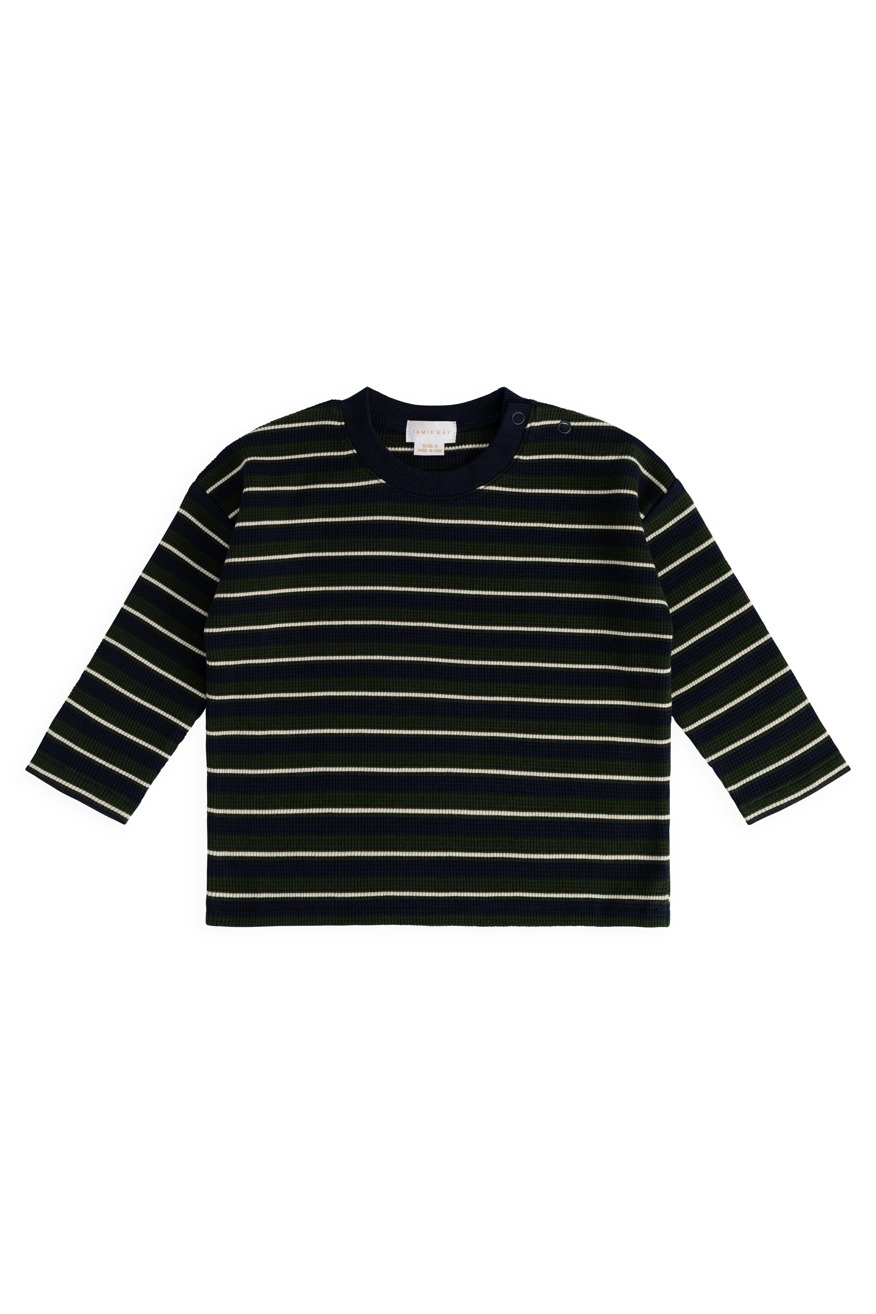 【預購】JAMIE KAY - Organic Cotton Waffle Leith Long Sleeve Top（Maritime Grandeur Stripe）