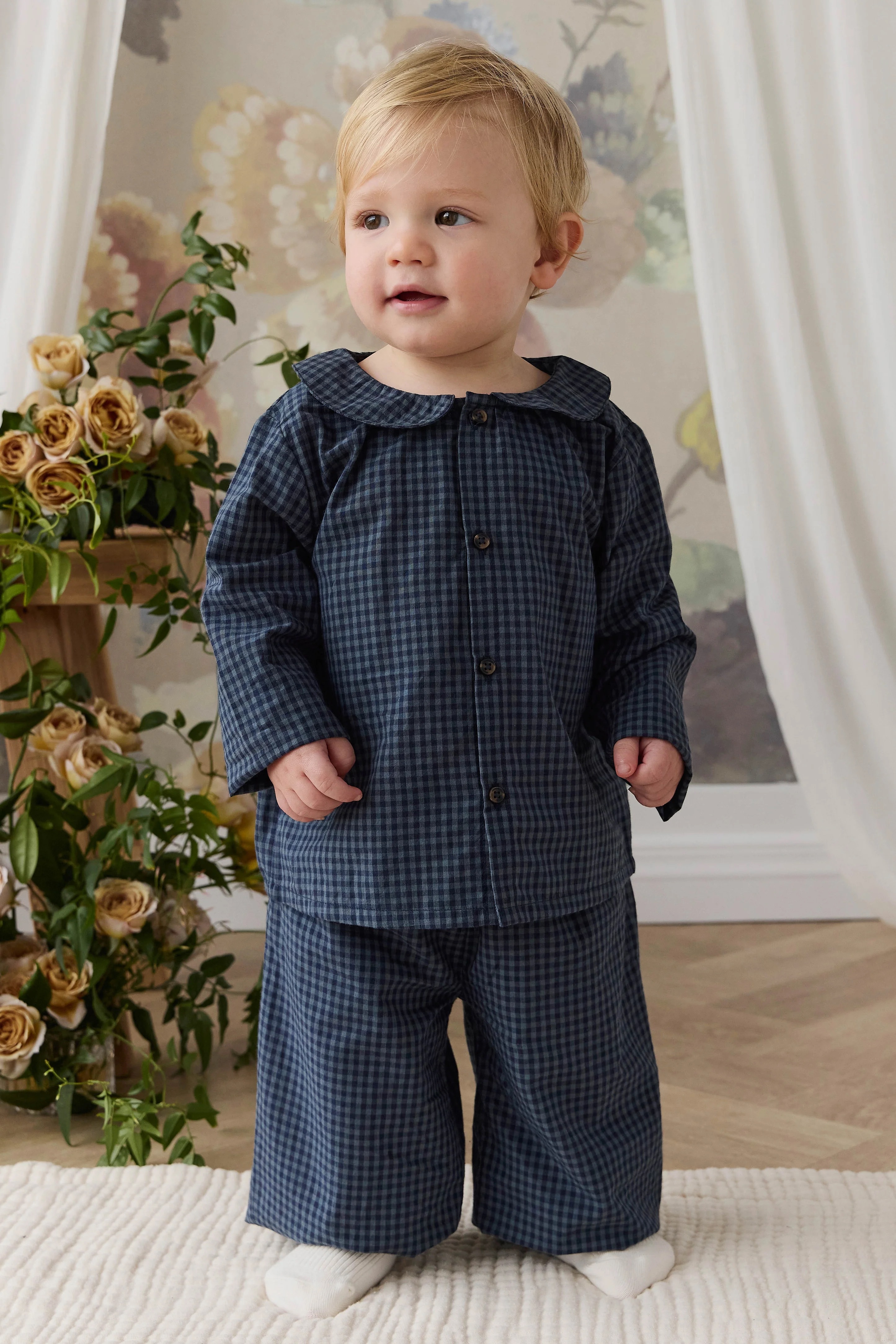 【預購】JAMIE KAY - Organic Cotton Kenji Pant（Tiny Gingham Maritime）