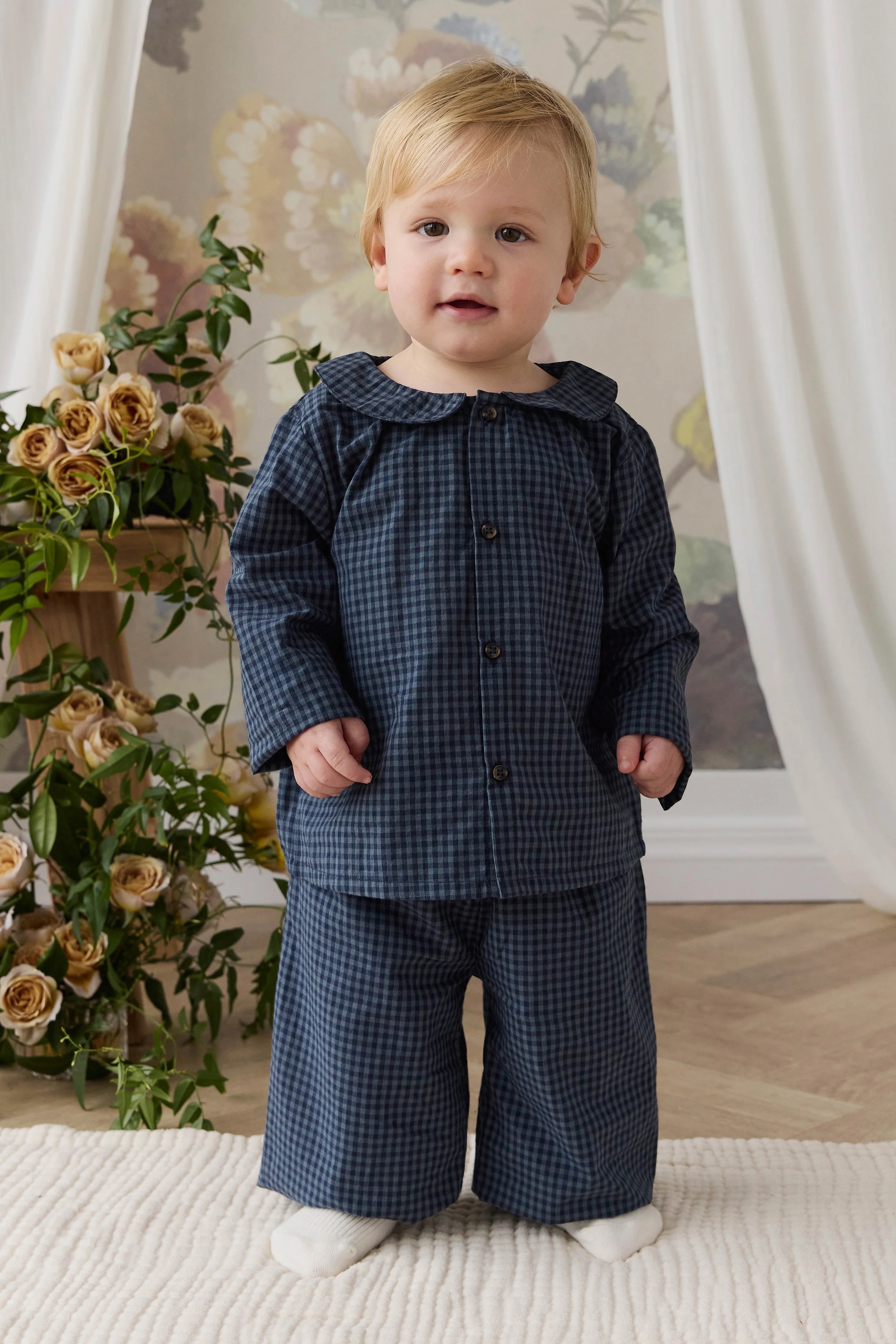 【預購】JAMIE KAY - Organic Cotton Gabriel Top（Tiny Gingham Maritime）