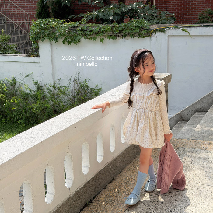 正韓秋NINIBELLO 兩色花朵/點點花苞洋裝