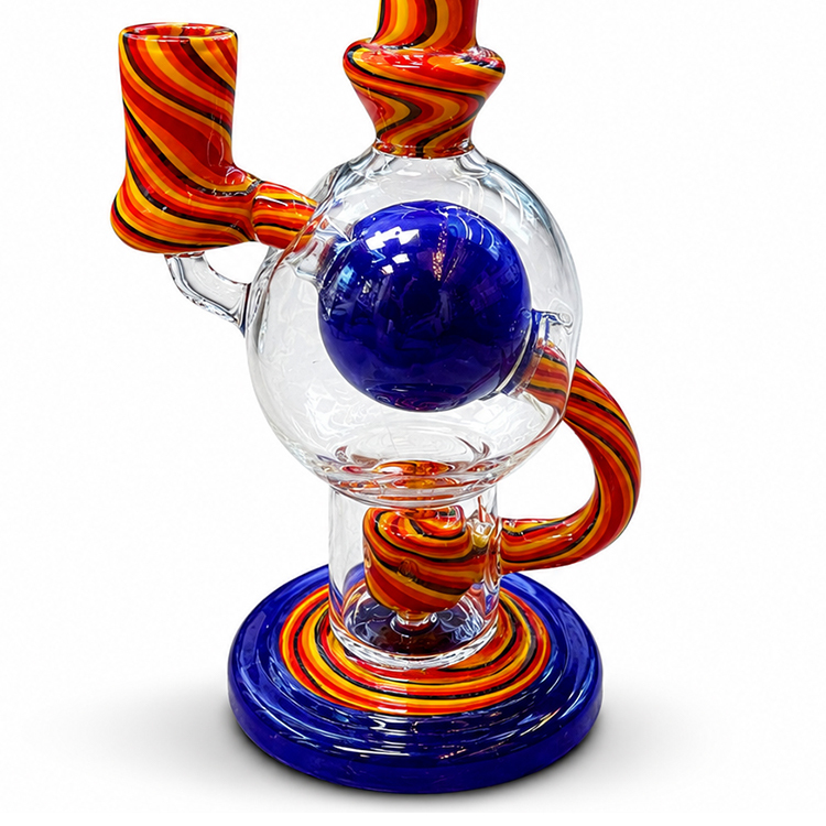 🇨🇦極光Aurora - Blue Core Recycler Glass Water Pipe 藍星循環玻璃壺