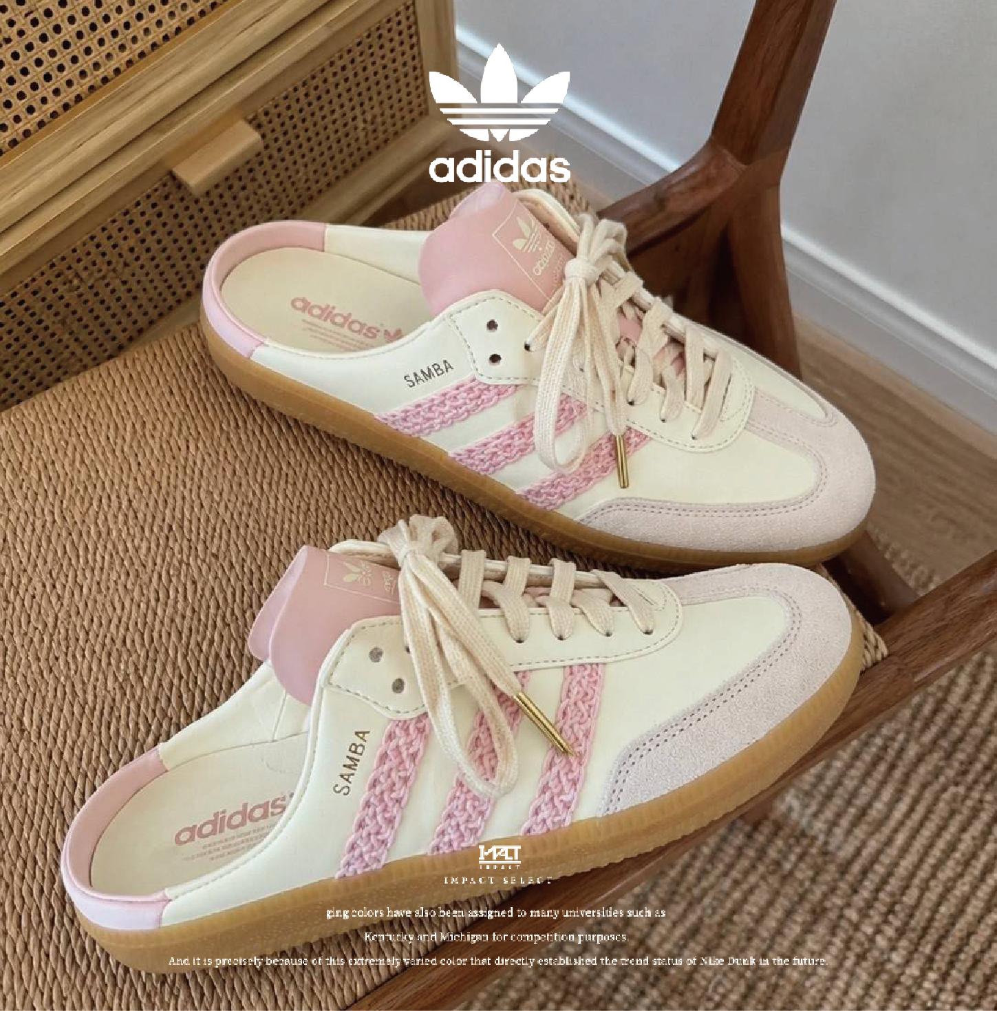 adidas 愛迪達  SAMBA OG 粉白半拖 穆勒鞋 德訓鞋 HP5052