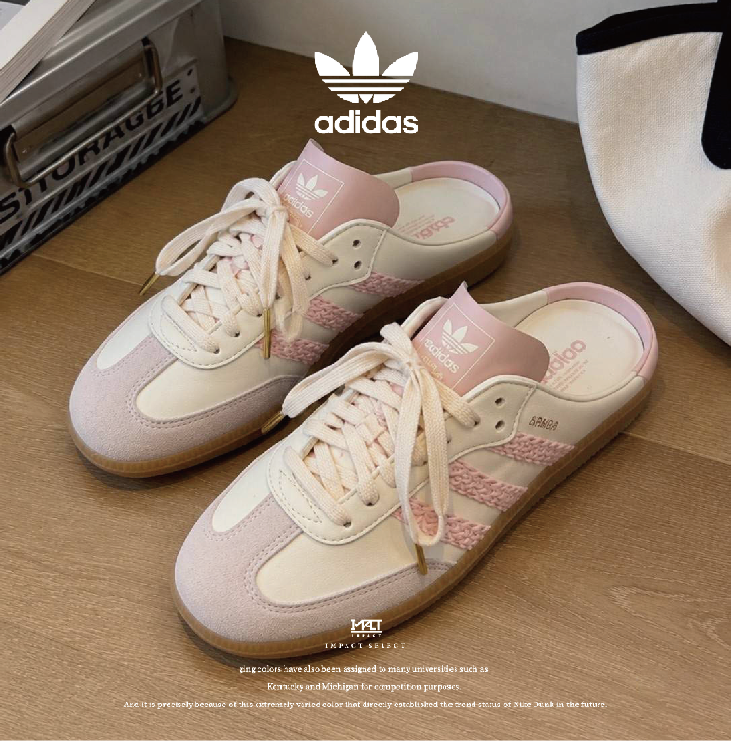 adidas 愛迪達  SAMBA OG 粉白半拖 穆勒鞋 德訓鞋 HP5052