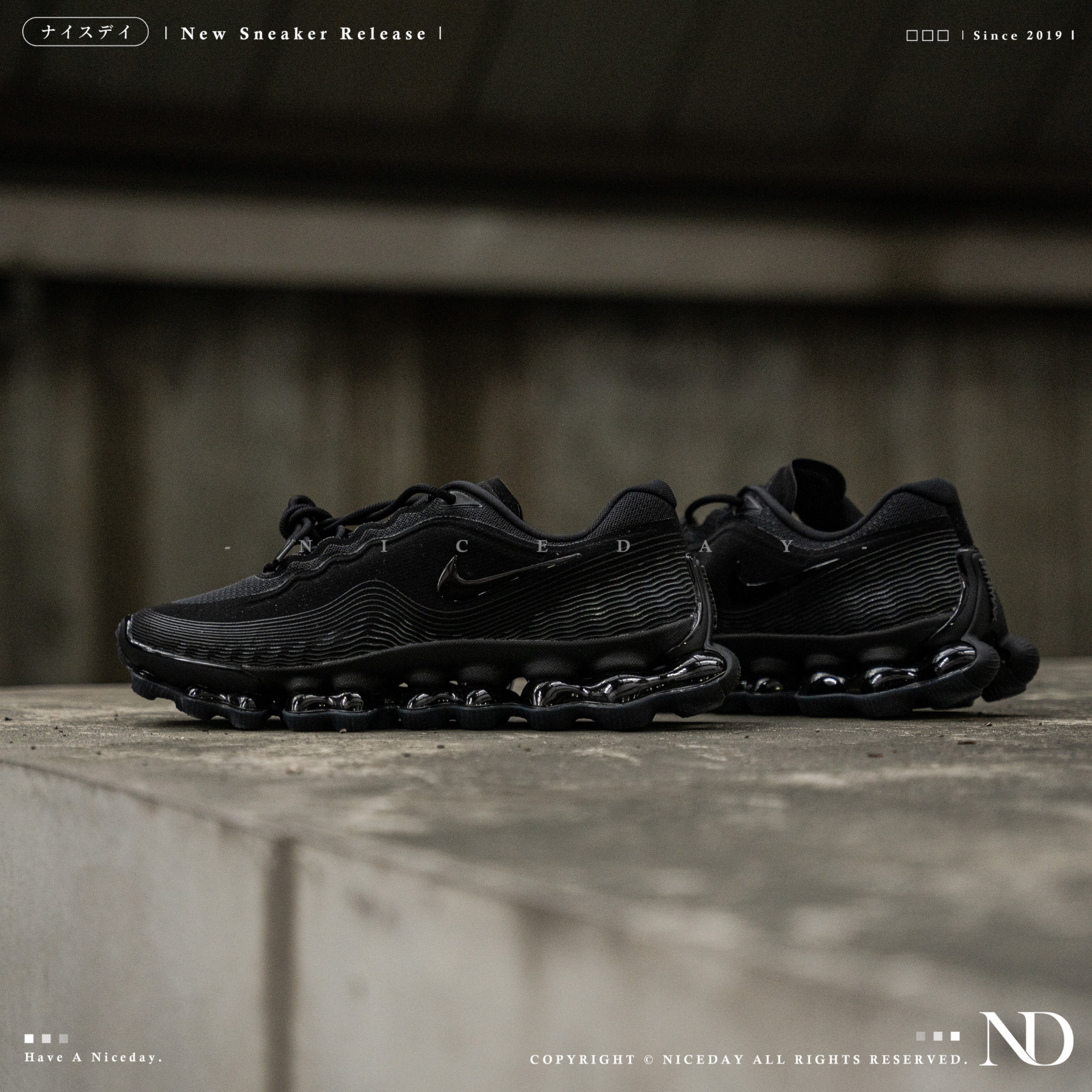NICEDAY 現貨 Nike Air Liquid Max 黑 純黑 灰黑 彈簧 工裝 IQ7635-003