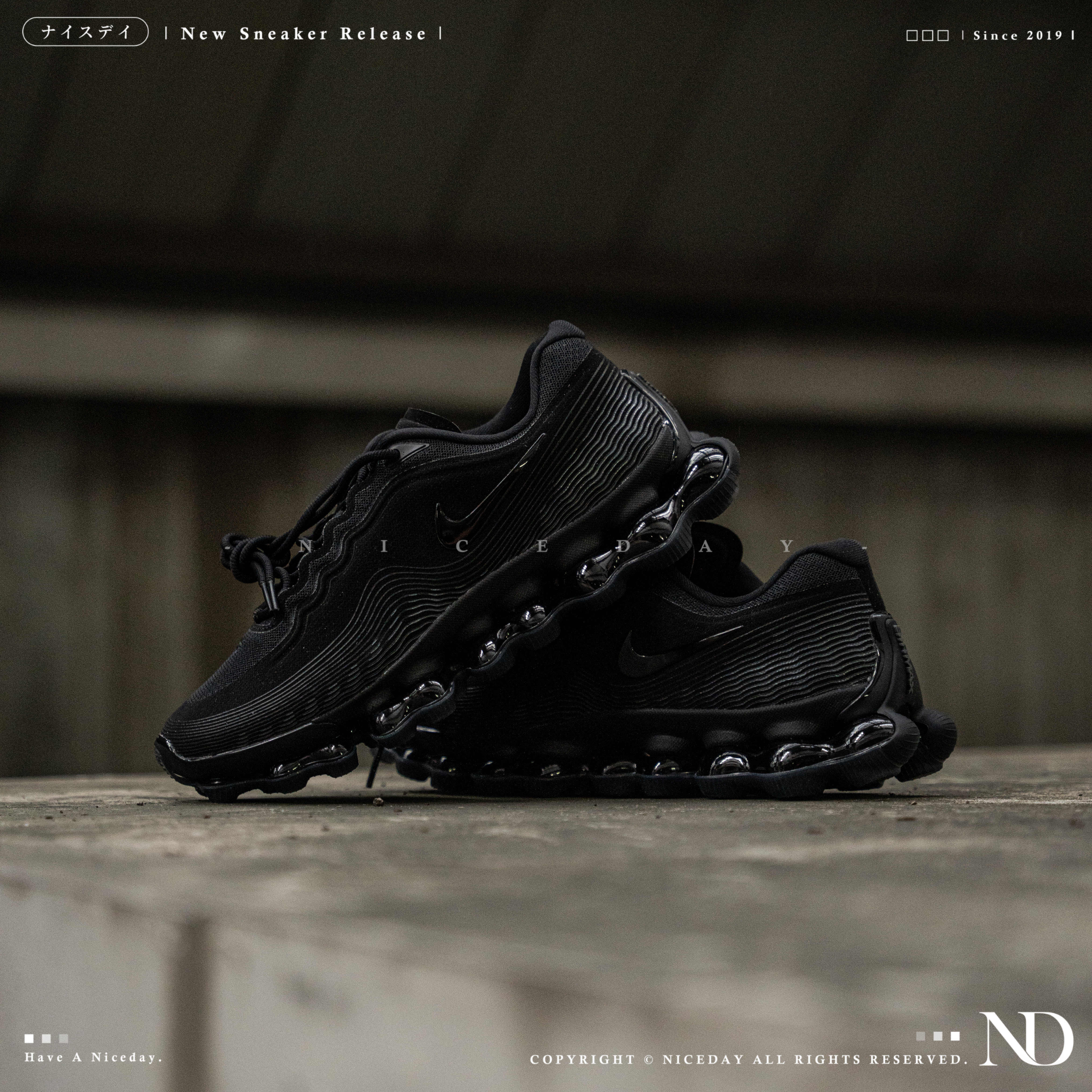 NICEDAY 現貨 Nike Air Liquid Max 黑 純黑 灰黑 彈簧 工裝 IQ7635-003