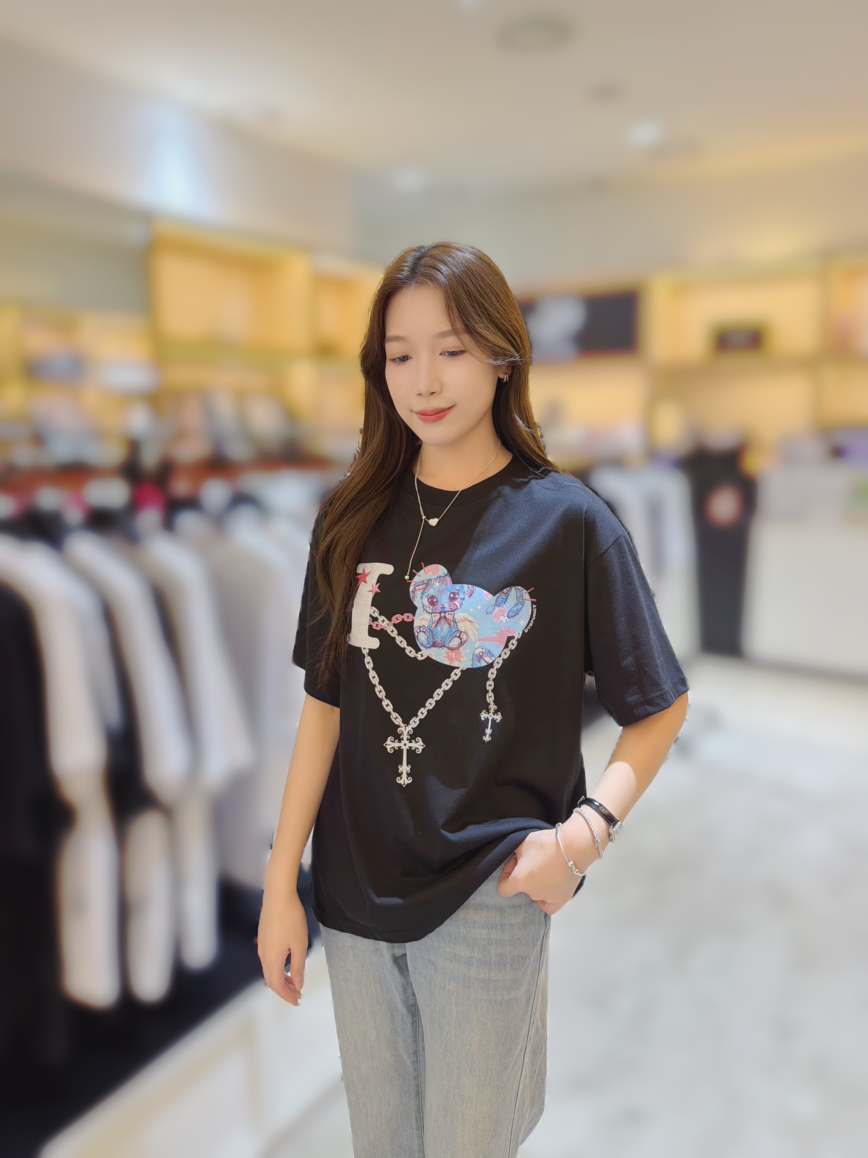 DY02 I LOVE ANGEL RABBITS/BROKEN BEARS/BEAR COMO BEAR T 男女同款 S:胸40 長25.5 M:胸42 長27.5 L:胸44 長29 $299