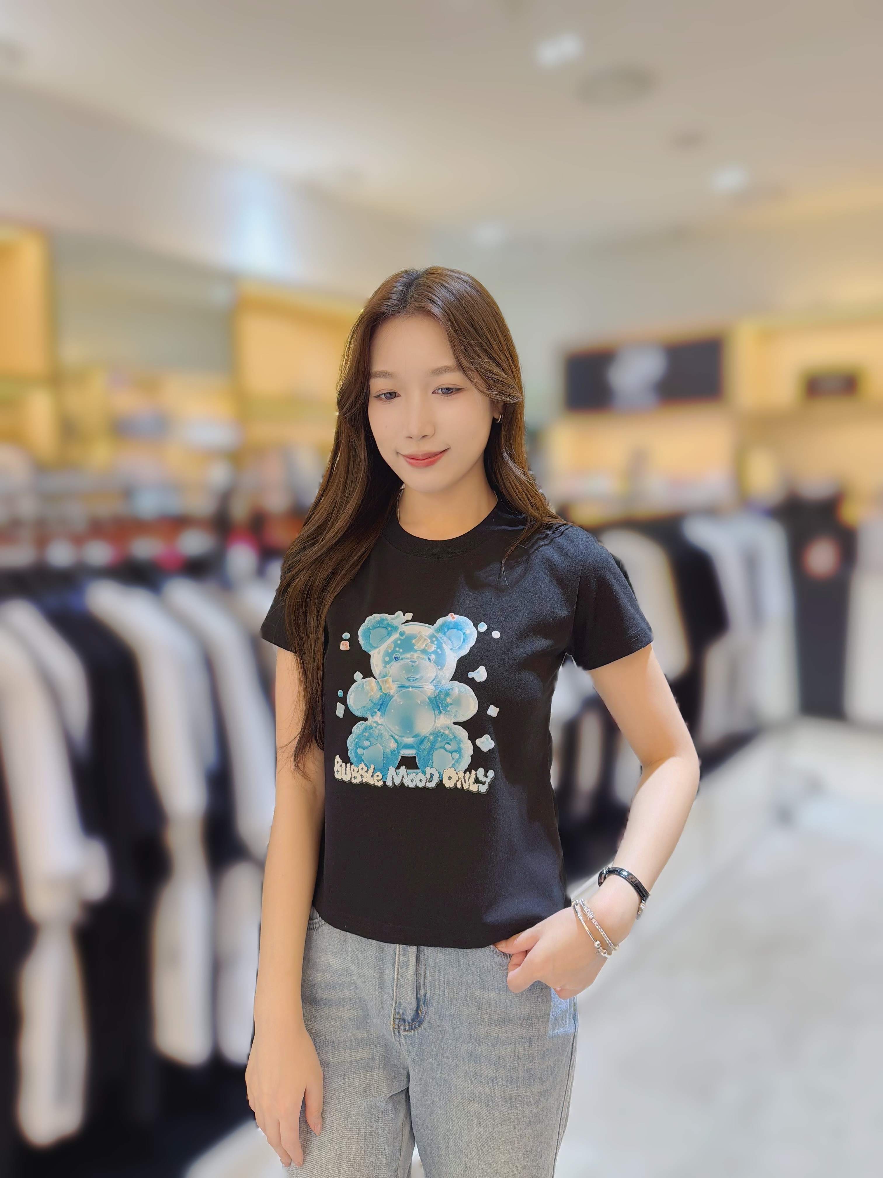 DY06​ COTTON CANDY BEAR SEMI CROP T 女款 S:胸38 長19 M:胸40 長20 $299