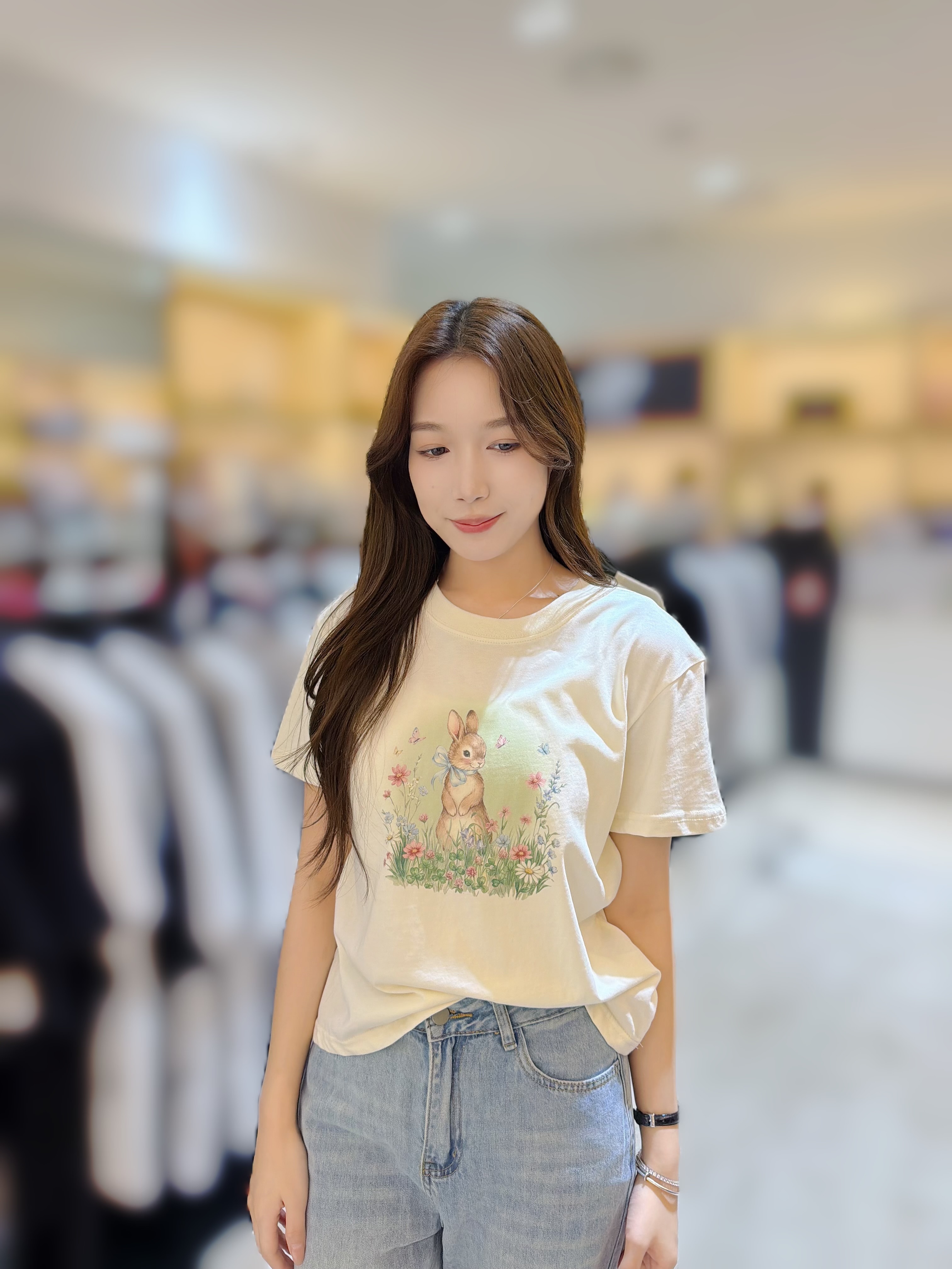 DY08 ​KITTY/TEDDY/RABBIT GARDEN SEMI CROP T 女款 S:胸38 長21 M:胸40 長22 $299