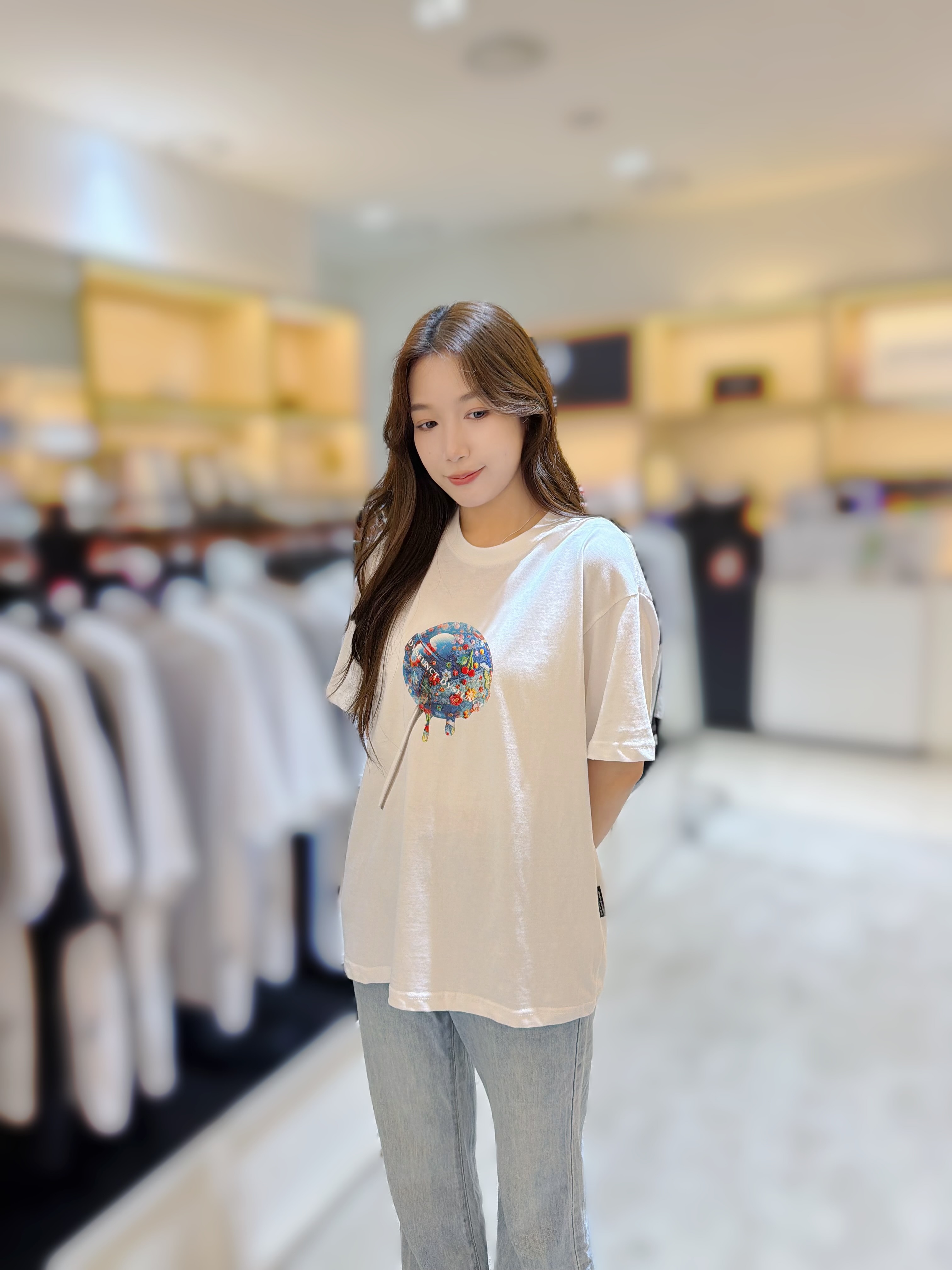 DY13 FLORAL DENIM CANDY T 男女同款 S:胸40 長25.5 M:胸42 長27.5 L:胸44 長29 $429