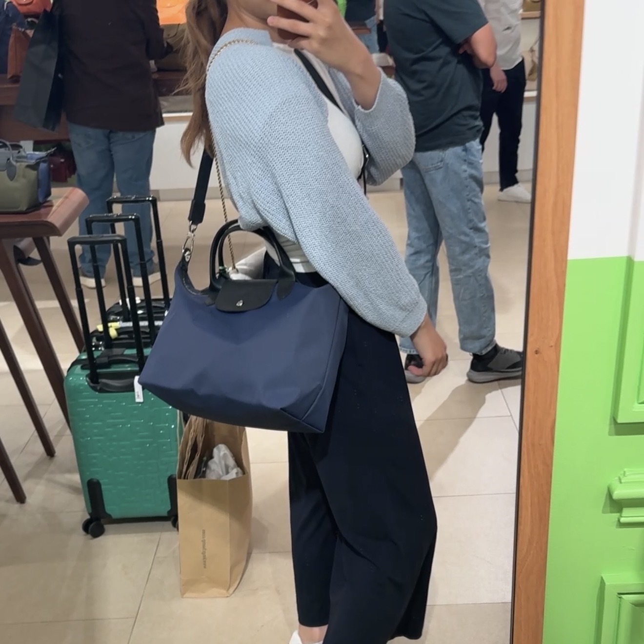 Longchamp energy top handle crossbody bag M navy