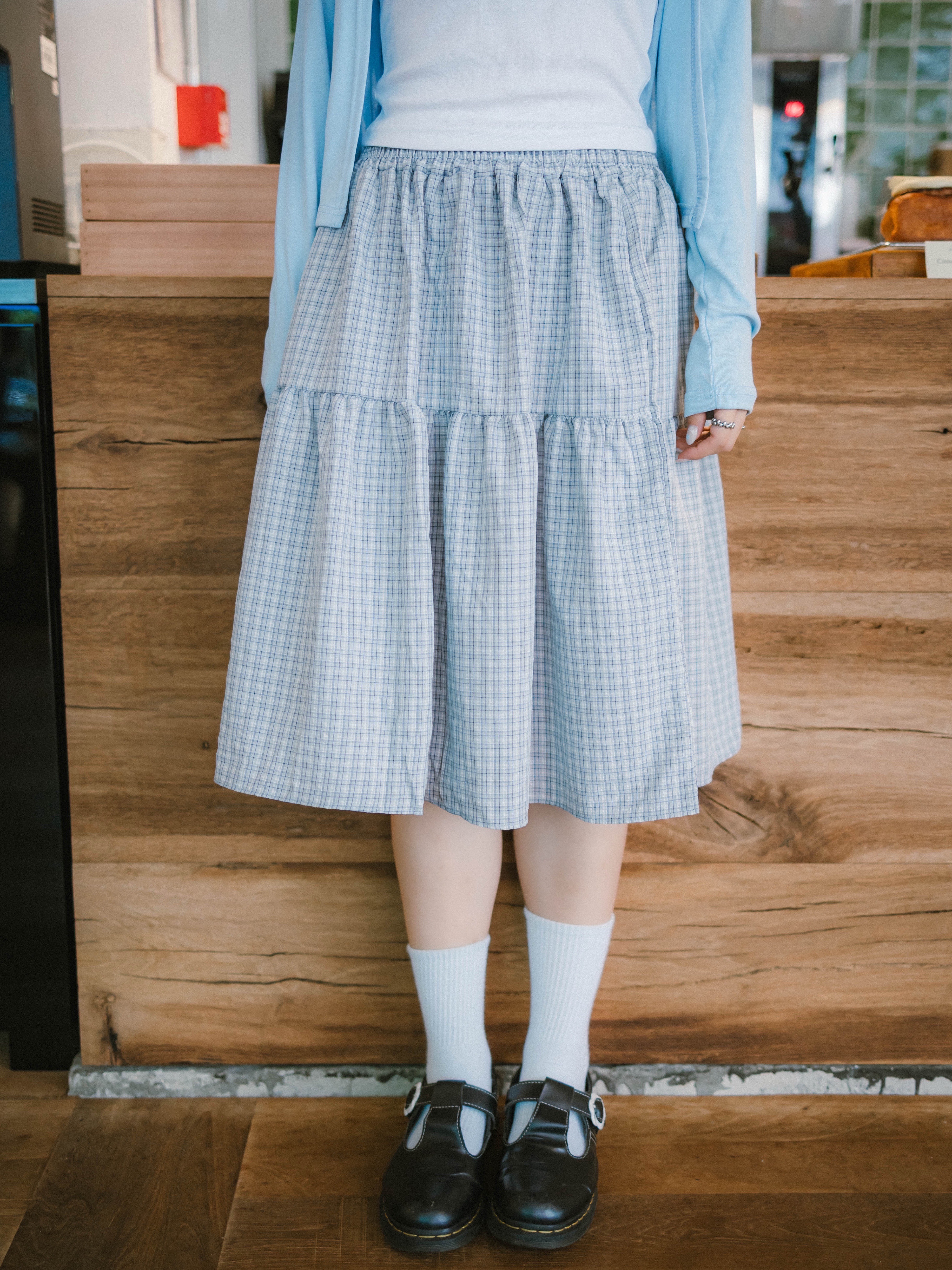 Cottagecore Plaid Midi Skirt