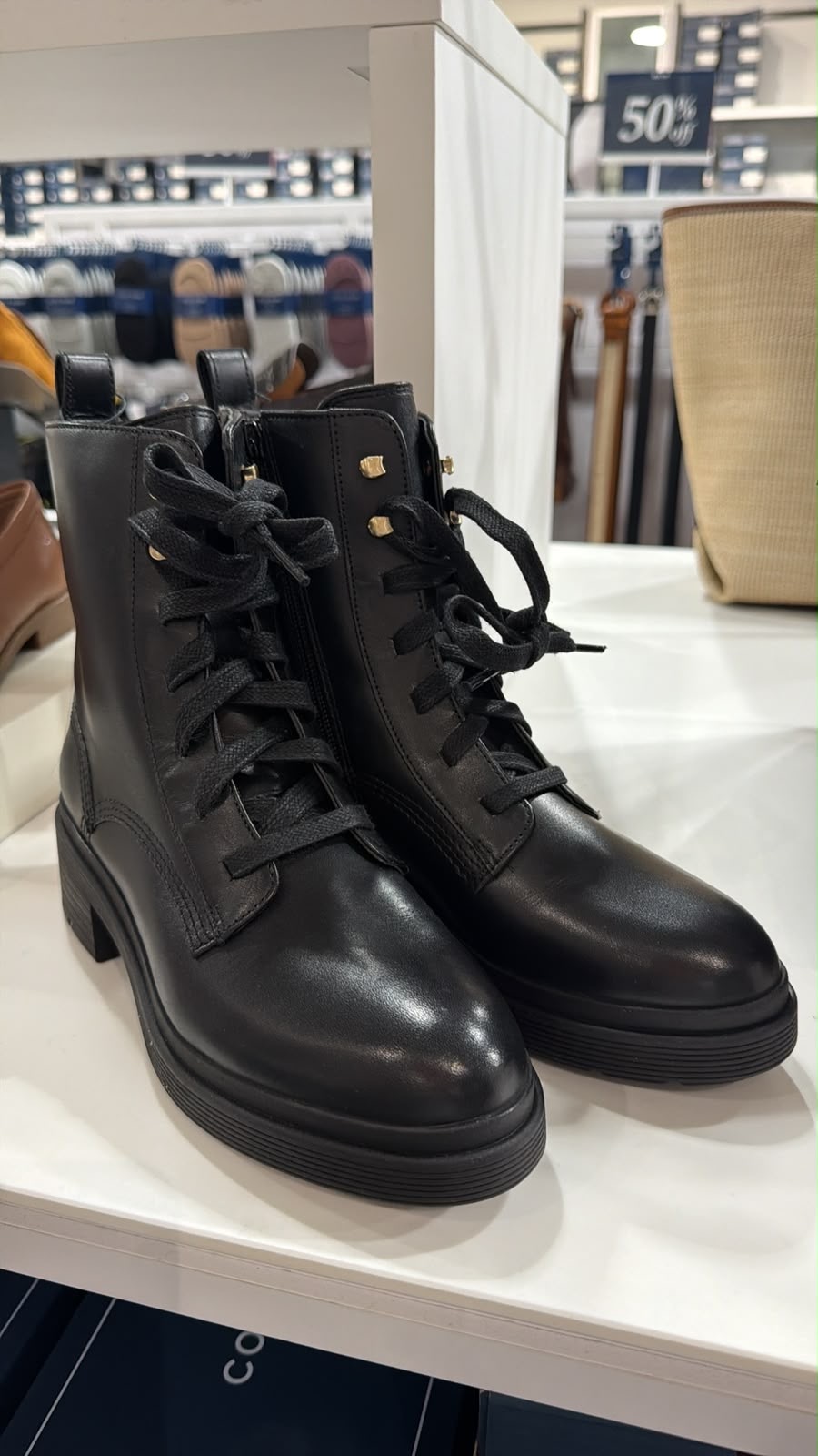 UN34 Cole Haan 女裝 黑色綁帶短靴 Waterproof Boot