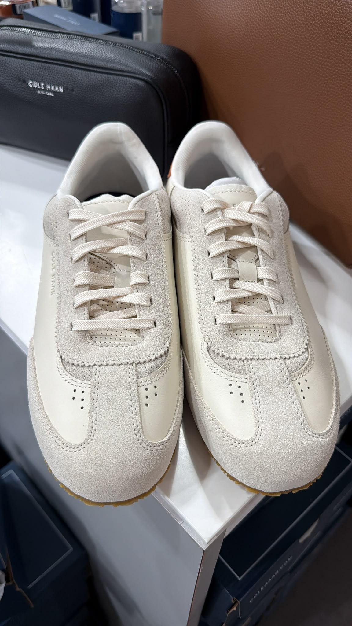 UN35 男裝 白色拼猄皮波鞋 (橙色鞋跟皮) GC Slimstride sneakers