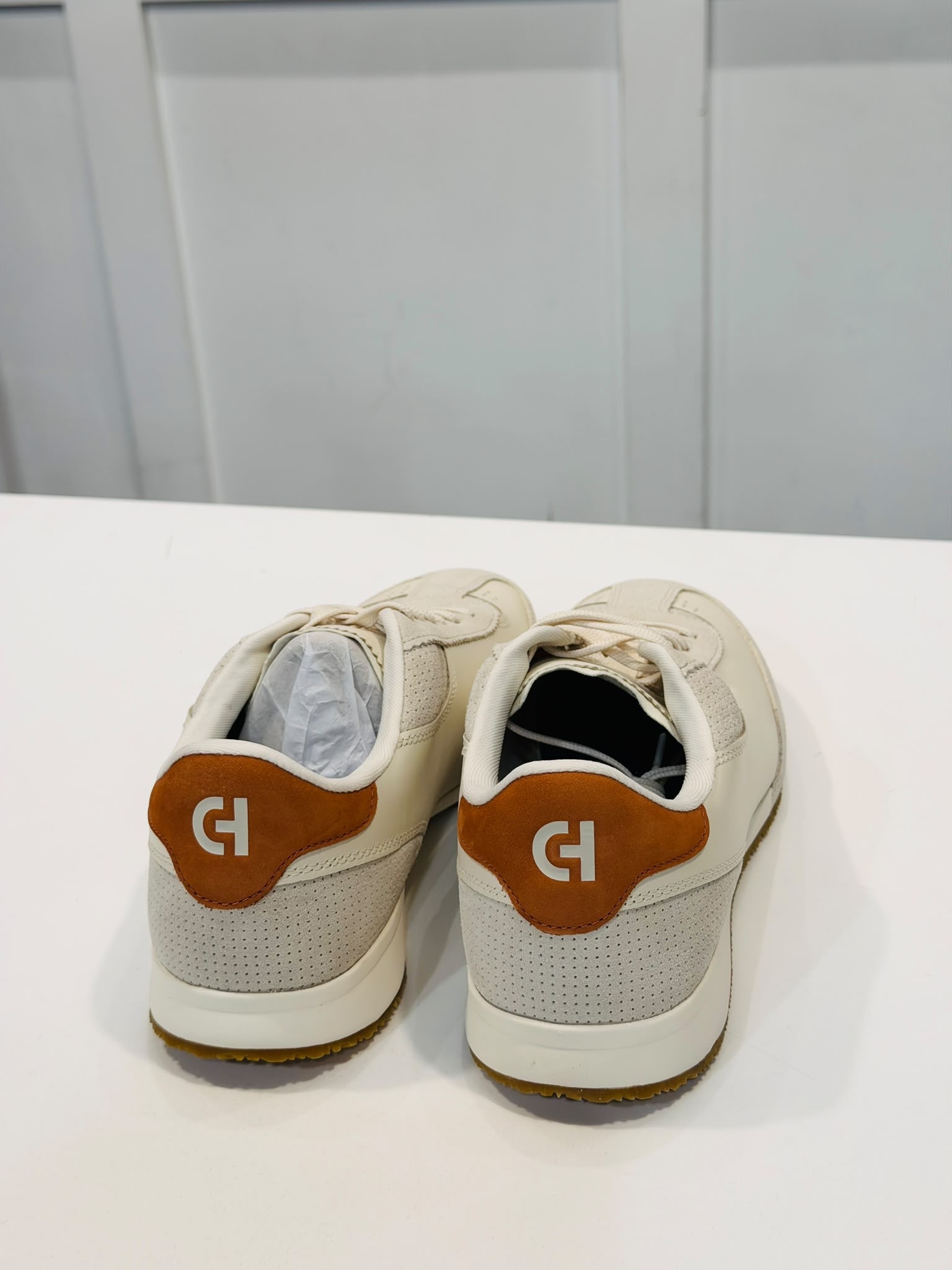 UN35 男裝 白色拼猄皮波鞋 (橙色鞋跟皮) GC Slimstride sneakers