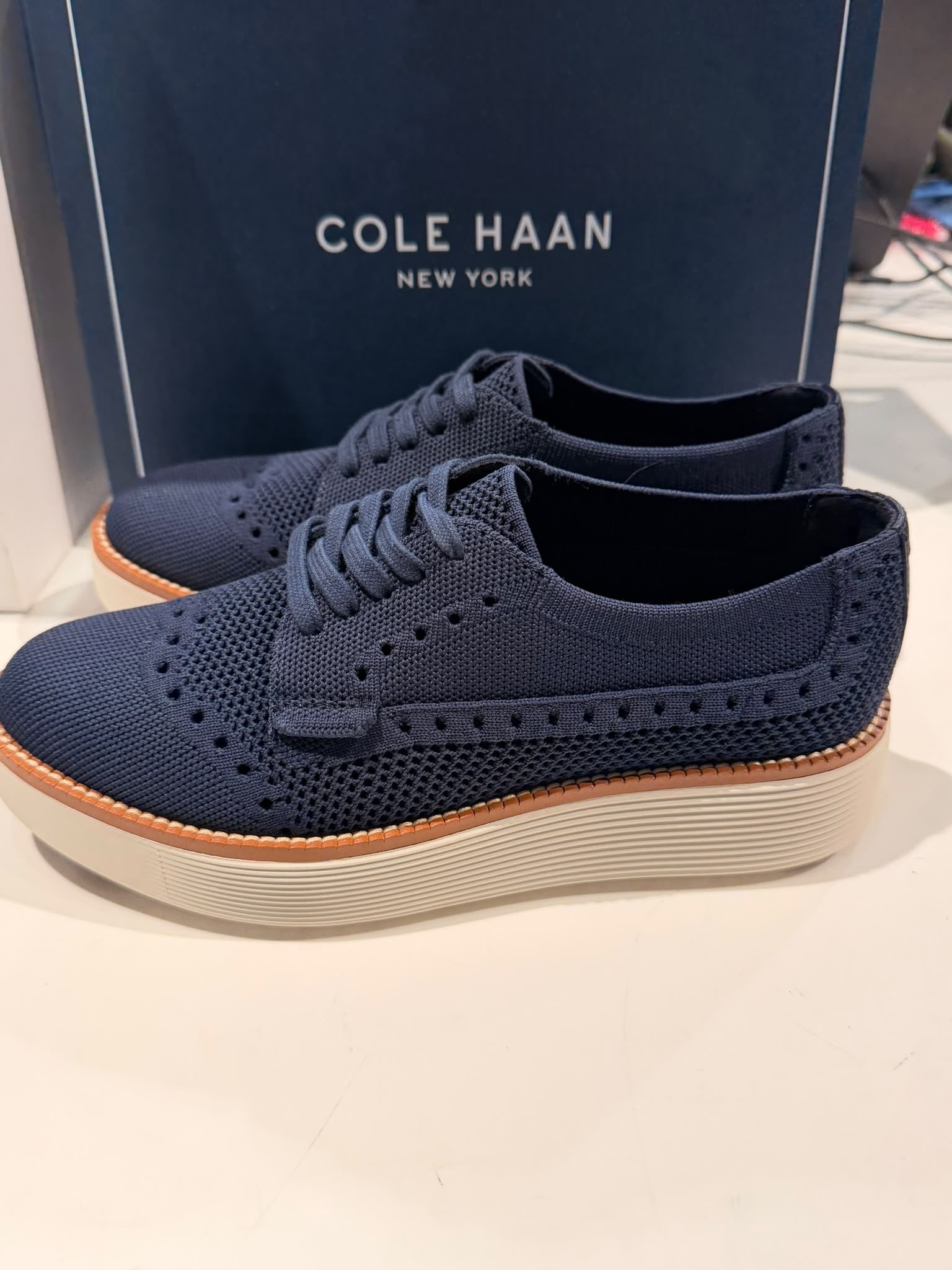 UN36 Cole Haan 女裝 深藍色針織牛津鞋 Grand Citymotion Stitchlite Oxfords