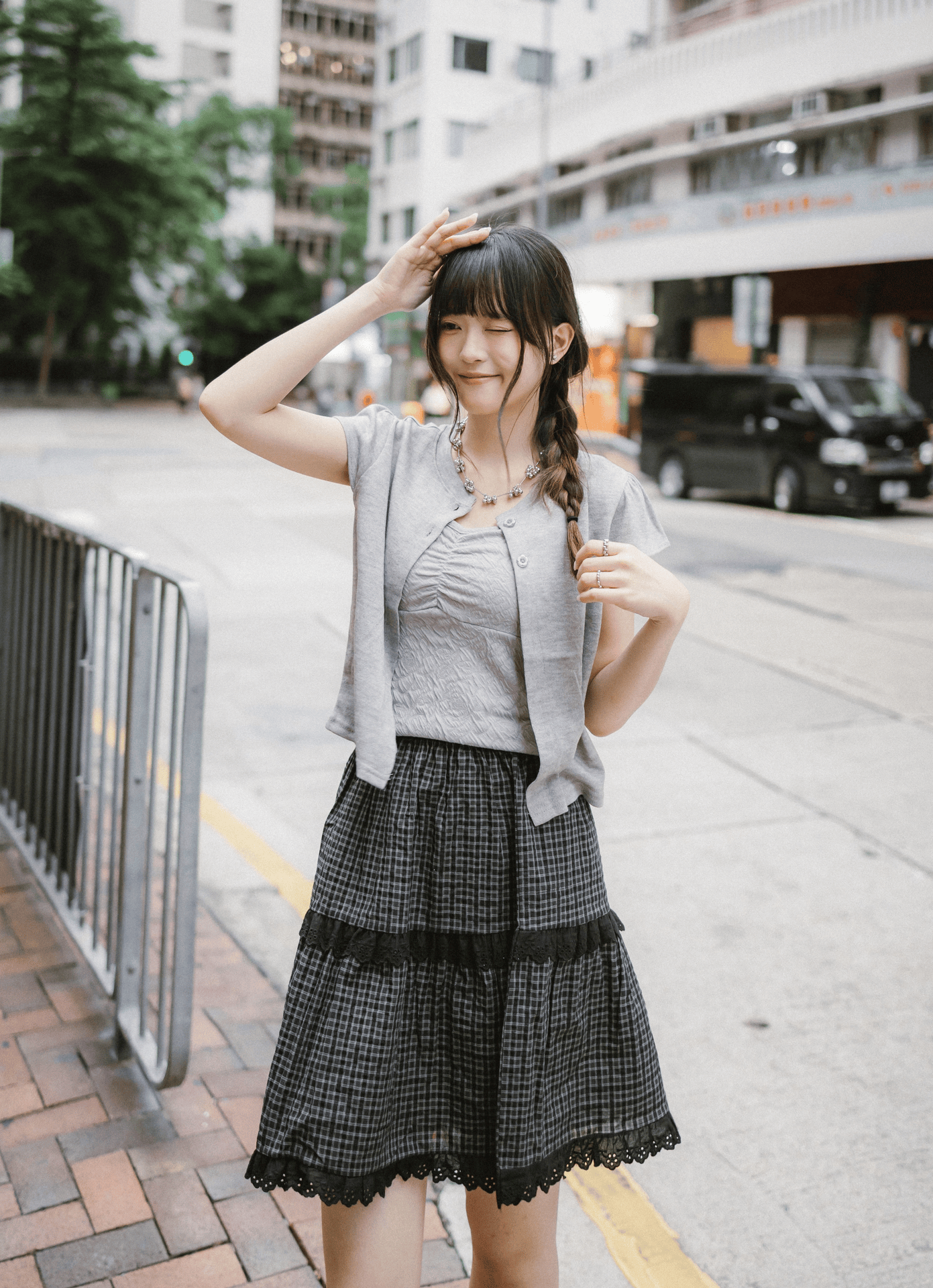 Two Flower Buttons Cotton Top